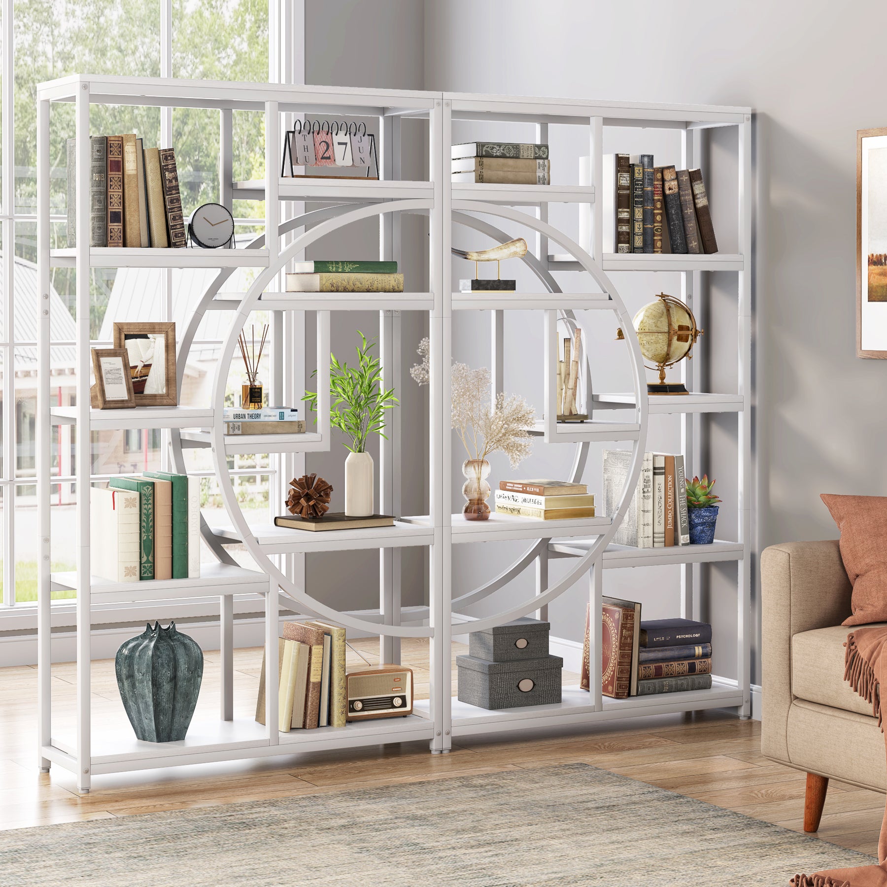 37.4 Inch 5-Tier Industrial Bookshelf for Living Room, Bedroom, Home Office