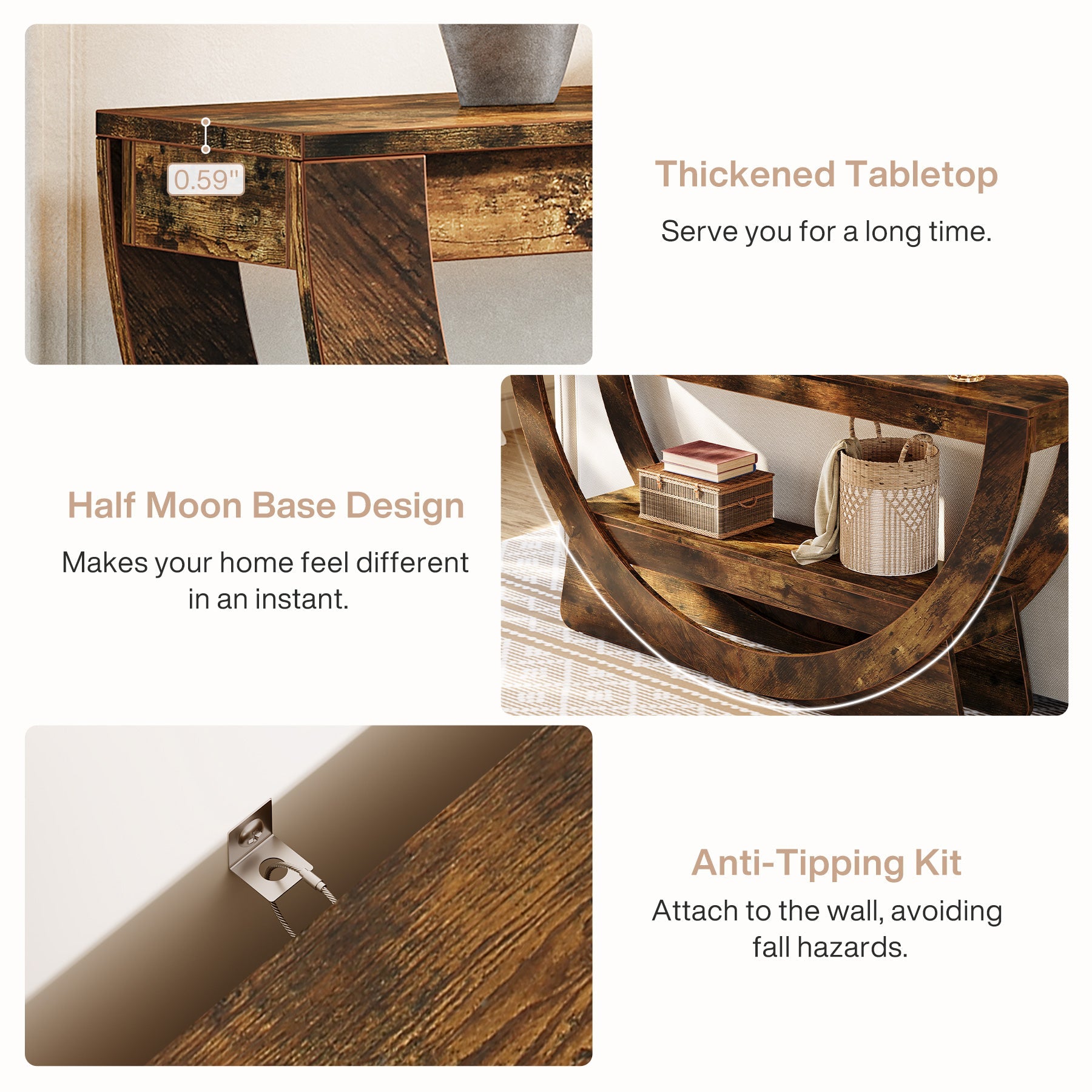 TV Stand for 55 - 75" TV, Entertainment Center with Open Storage Shelves Tribesigns