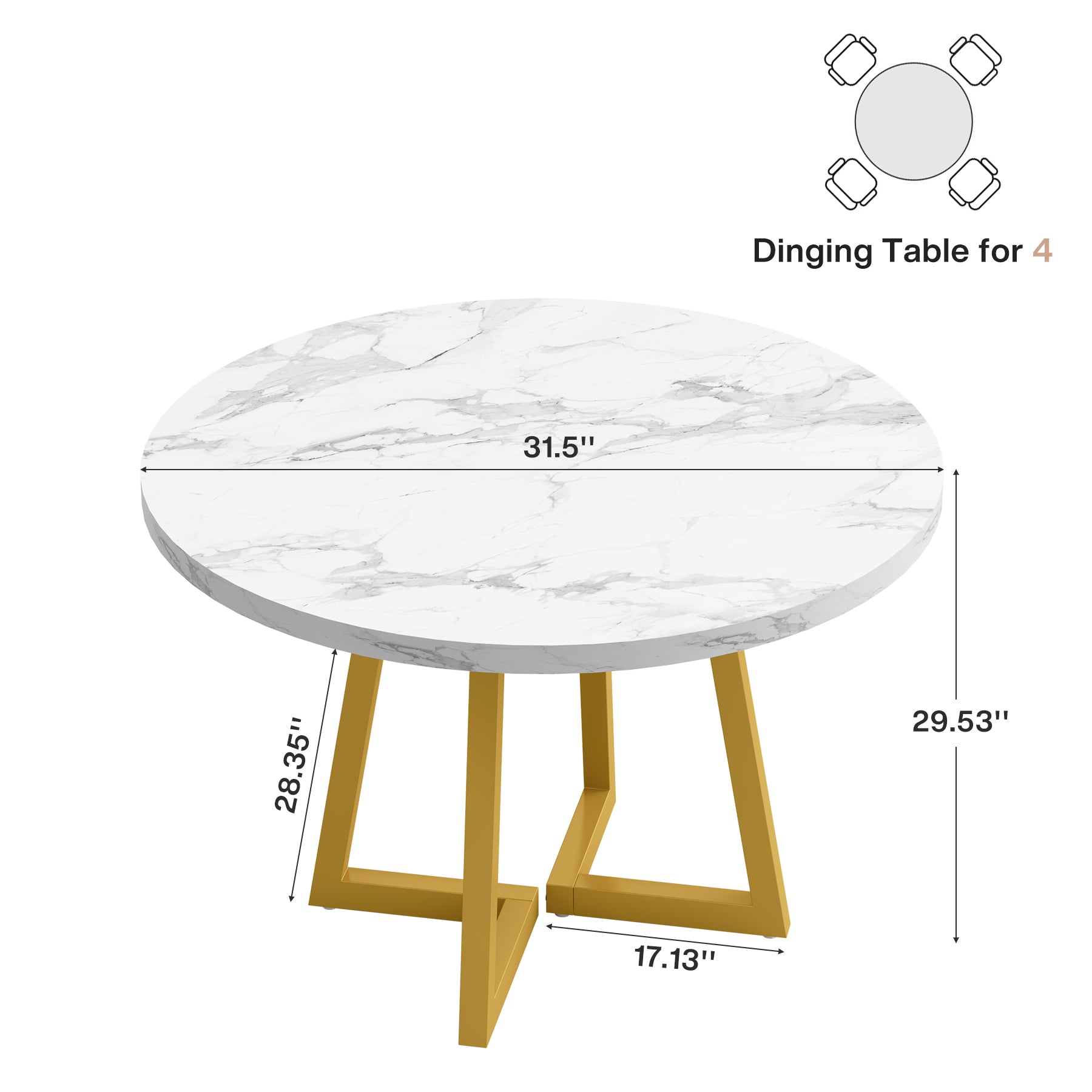 31.5" Industrial Round Dining Table Cafe-Style Table