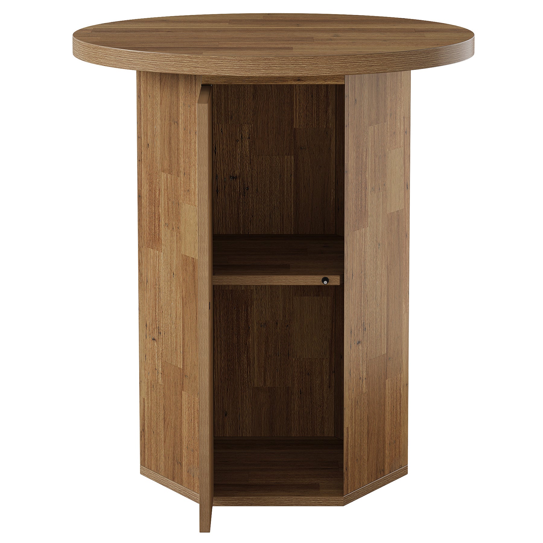 Tribesigns 31.5-Inch Round Bar Table, Wood Pub Table with 2-Tier Hidden Storage for Home Bar