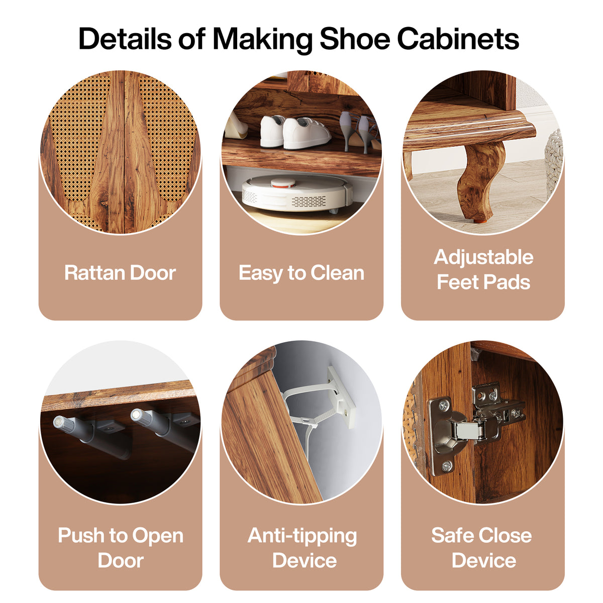 Tribesigns Rattan Shoe Cabinet, 5-Tier Hidden Shoe Storage for Entryway
