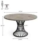 Tribesigns 47.2-Inch Round Dining Table for 4-6, Farmhouse Kitchen Table with Hourglass Metal Base