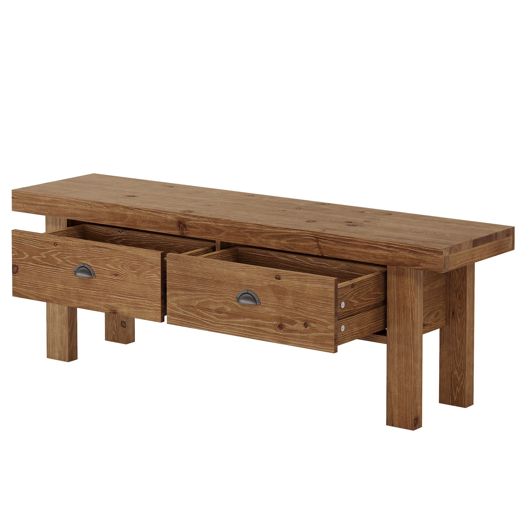 Tribesigns 55 Inch Solid Wood Storage Bench with 2 Drawers, Farmhouse Entryway Seat for Hallway