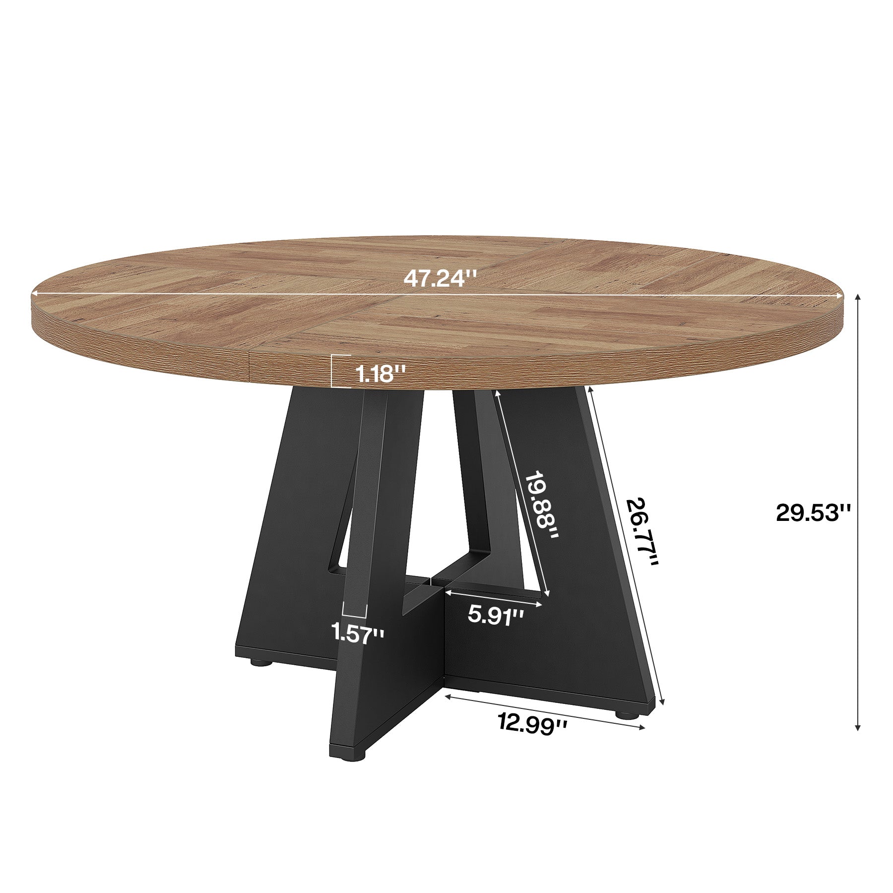 47-Inch Round Dining Table, Wood Kitchen Table for Dining Room and Living Room