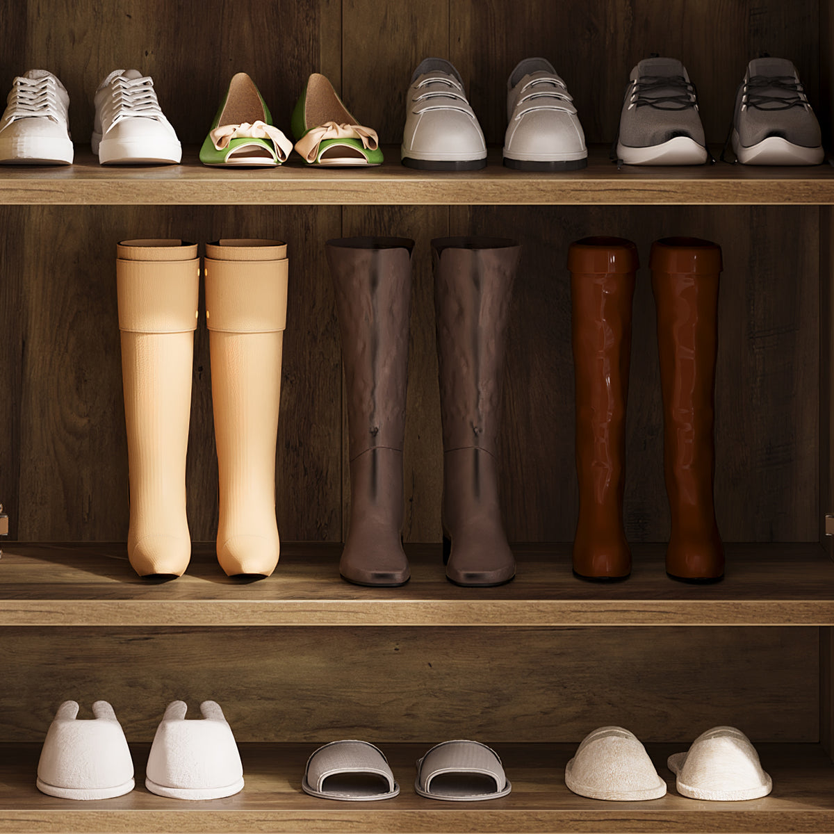 Free-Standing Shoe Cabinet, Narrow Farmhouse Wooden Organizer with 6 Shelves