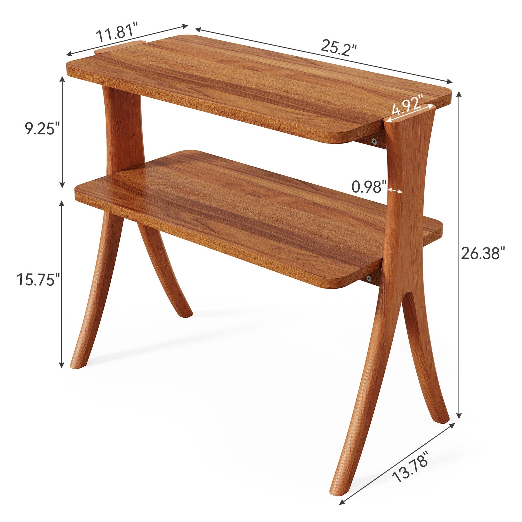 2-Tier Wood End Table - Rustic Farmhouse Style