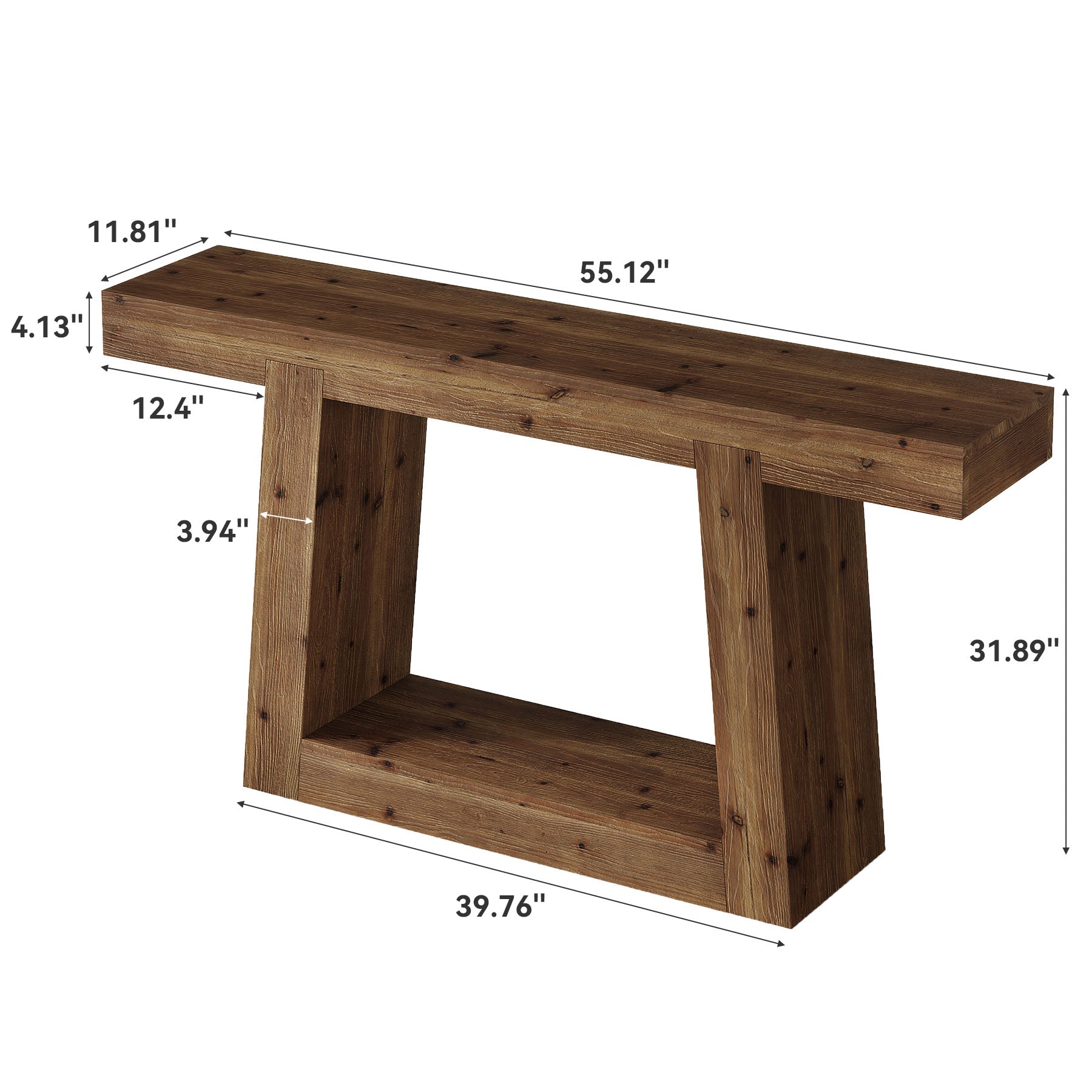 55-Inch Solid Wood Console Table, Farmhouse Narrow Sofa Table with Storage for Entryway, Hallway, Living Room