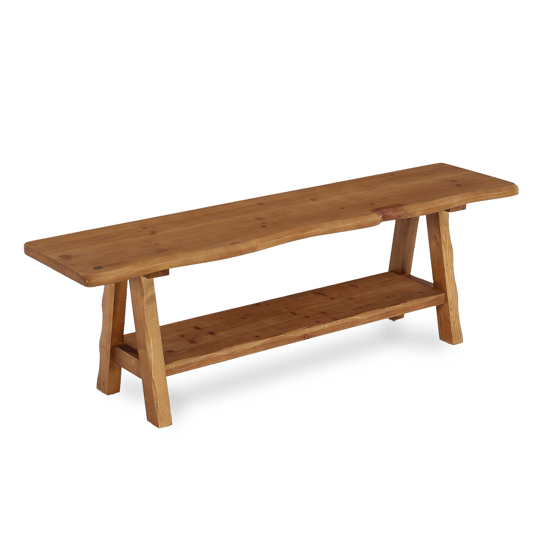Tribesigns 55-Inch Solid Wood Entryway Bench with Live-Edge, 2-Tier Shoe Storage for Bedroom