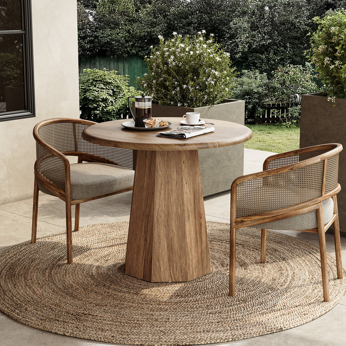 Compact Round Dining Table 31.5", Octagonal Base Kitchen Table for 2-4 People