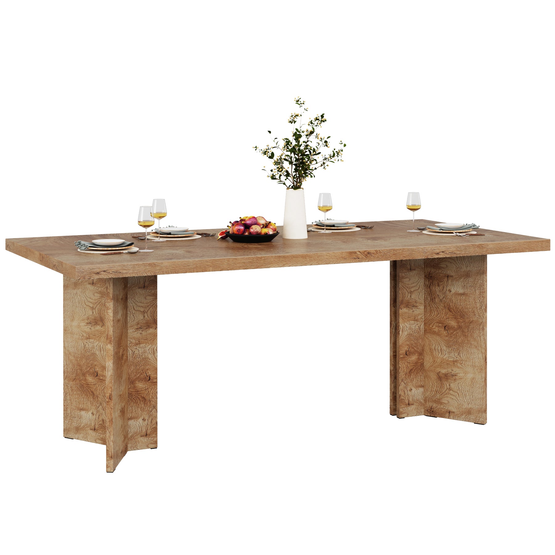 63" Farmhouse Dining Table, Kitchen Table with Large Tabletop for 4-6
