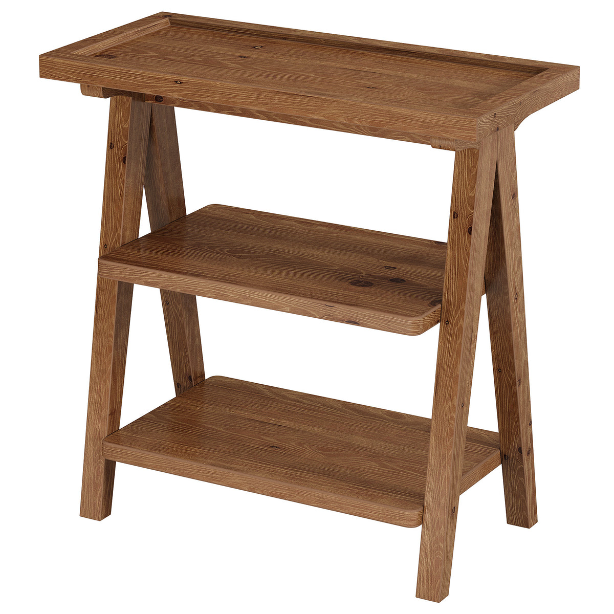 Tribesigns 25.59 Inch Solid Wood Side Table with 3-Tier Storage, Narrow End Table for Living Room