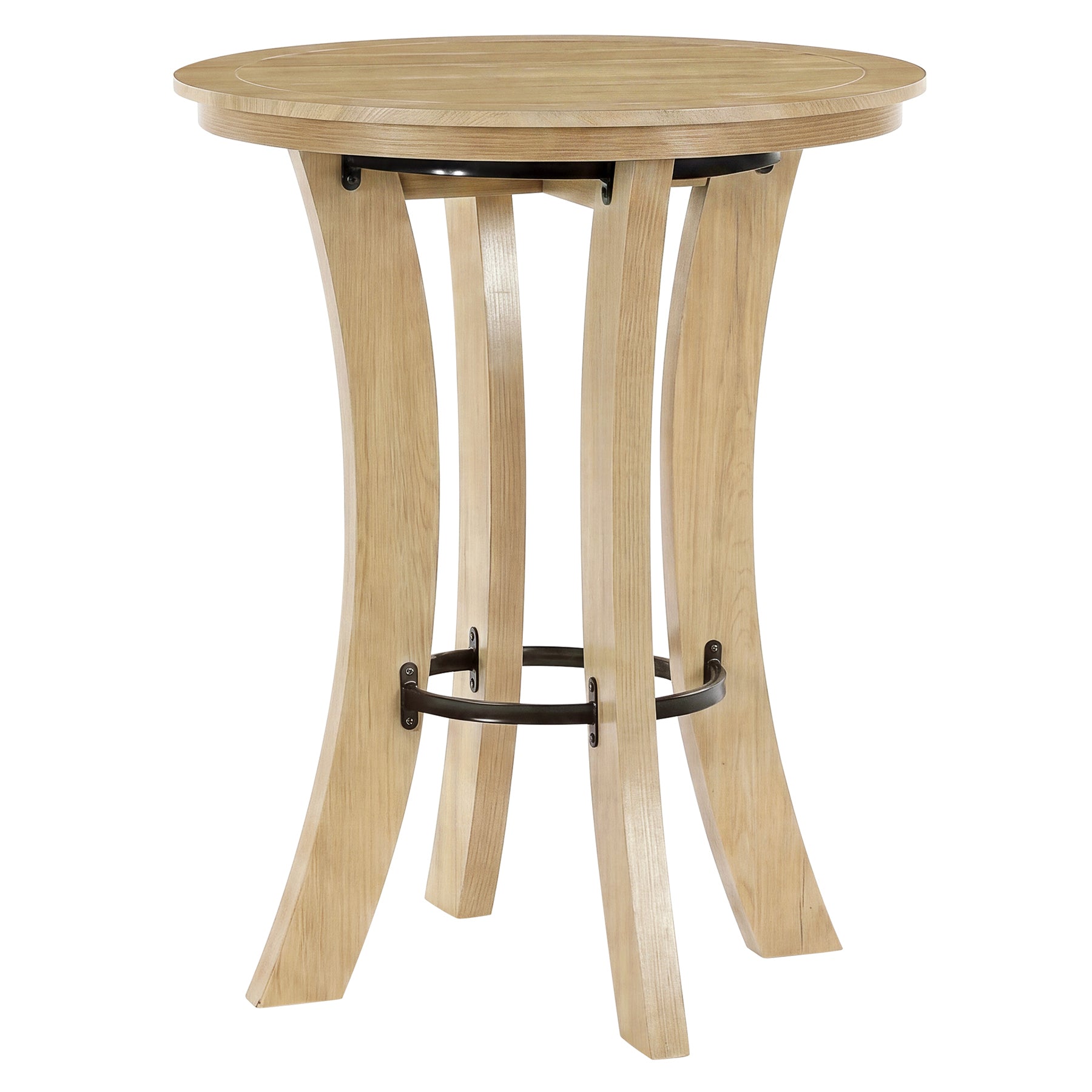 Tribesigns 39.4-Inch High Round Bar Table with Curved Legs and Metal Footrest, Modern Pub Table for Kitchen and Coffee Bar