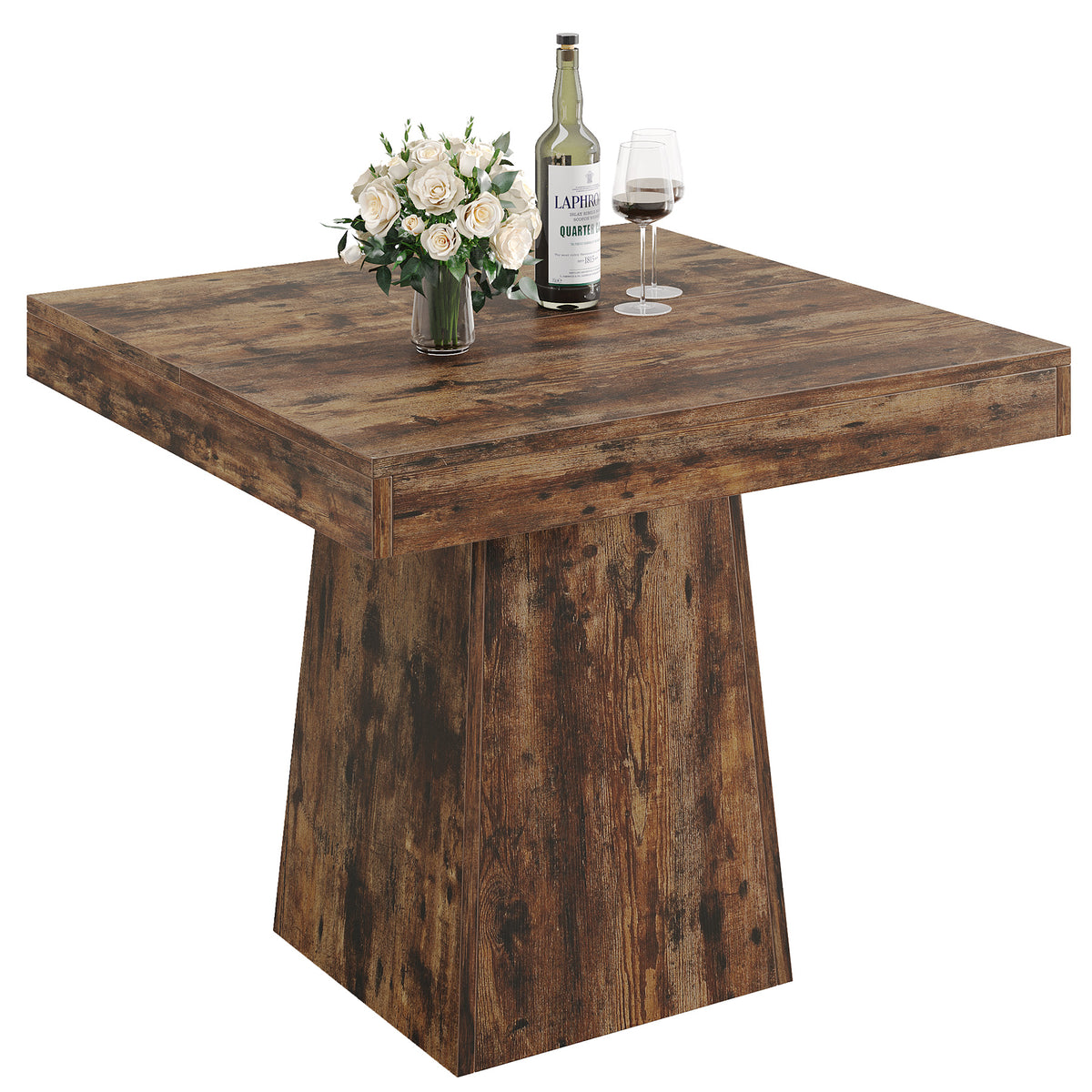Tribesigns 31.5-Inch Square Dining Table for 4 with Pedestal Base, Farmhouse Kitchen Table