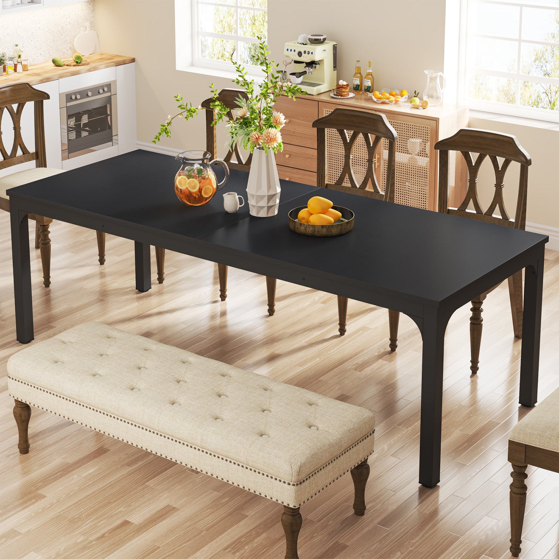 Rectangular Dining Table, 78 inch Long Kitchen Table for 6-8 People