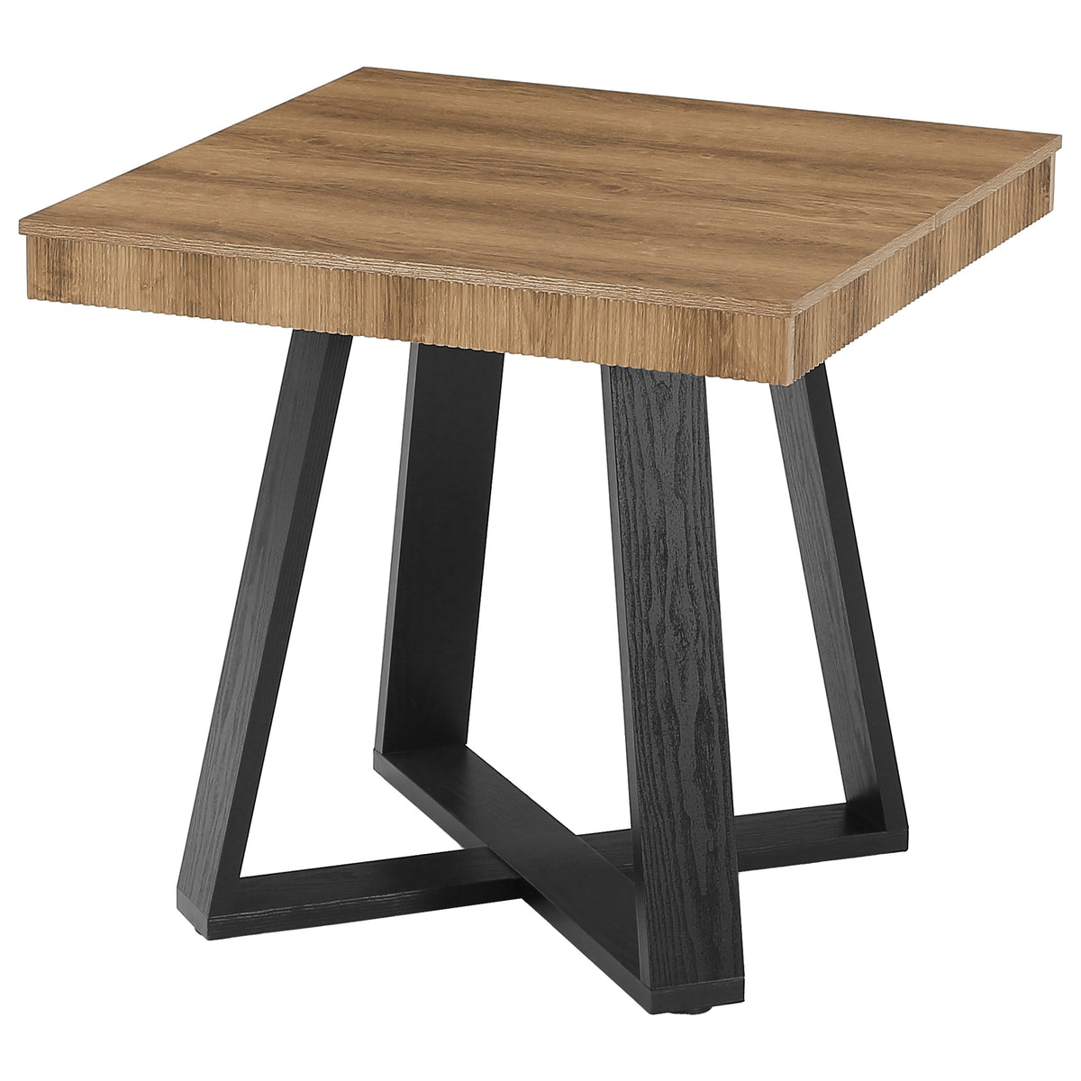 31.5-Inch Square Dining Table for 4, Rustic Wood Table with Fluted Edge and X-Base