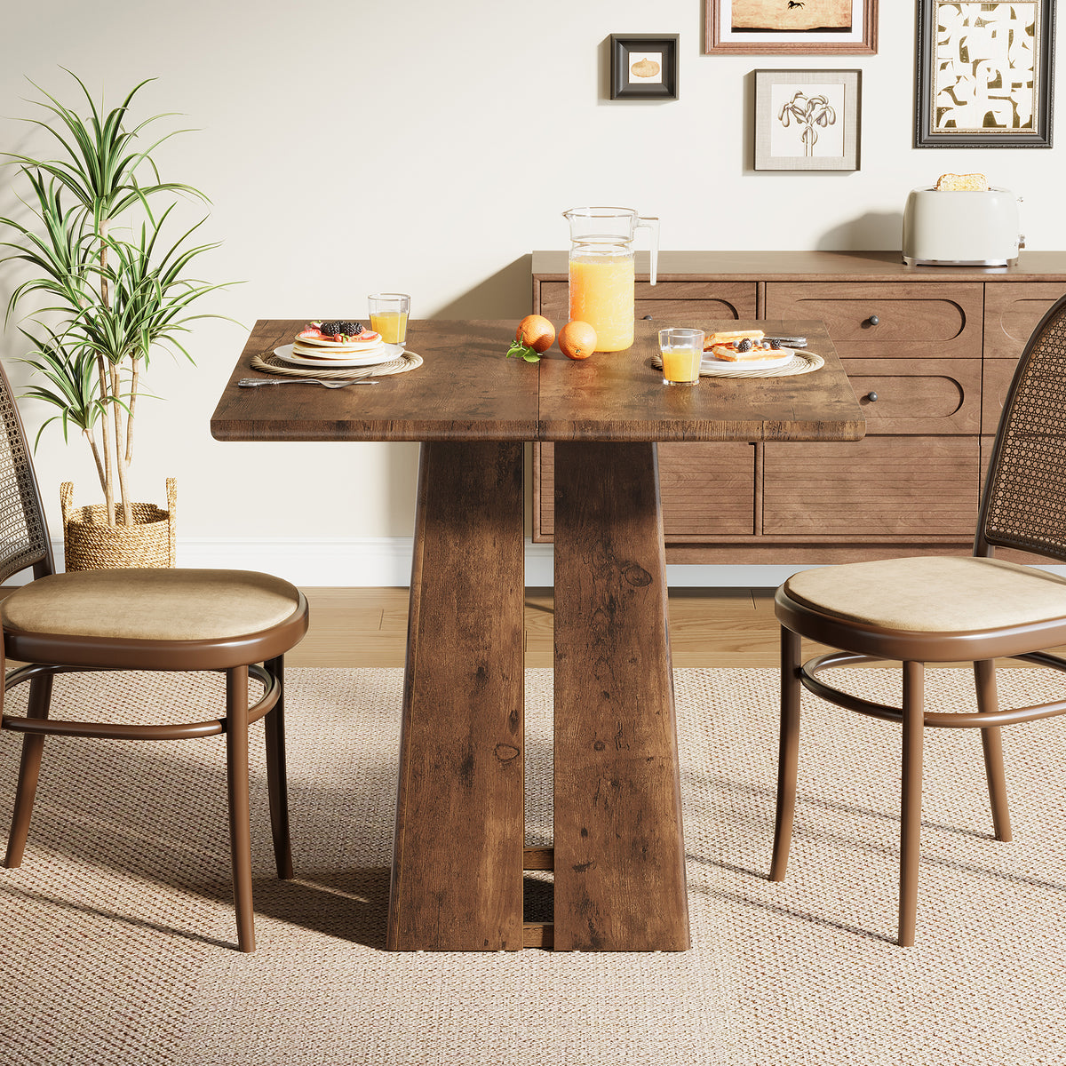 Rustic Square Dining Table, 31.5" Farmhouse Kitchen Table with Heavy-D ...