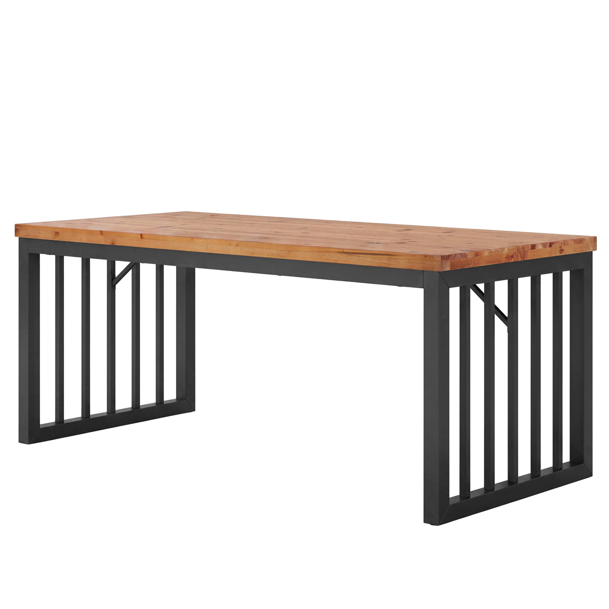 Tribesigns 63 Inch Solid Wood Executive Desk with Metal Frame, Farmhouse Home Office Computer Desk