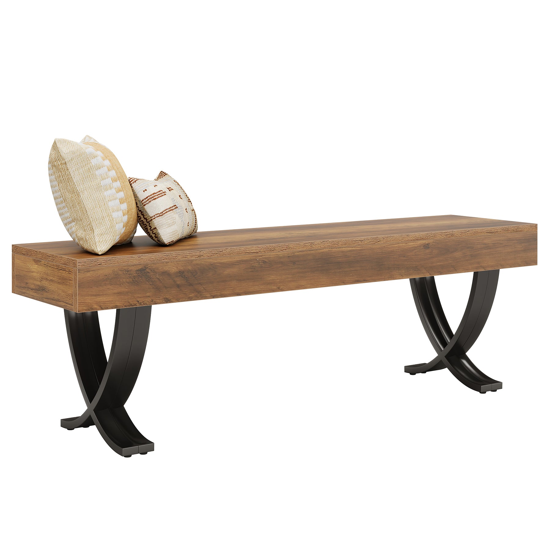 Tribesigns 55" Shoe Bench, Industrial Bench with Metal X-Legs for Hallway