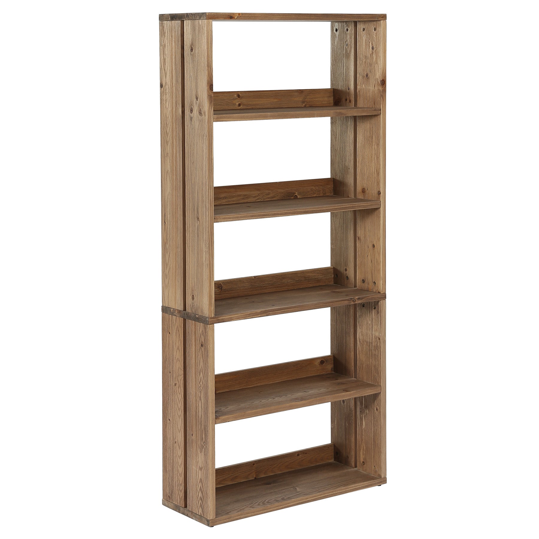 70.8 Inch Solid Wood Bookshelf, 5 Tier Rustic Bookcase with Display Storage for Home