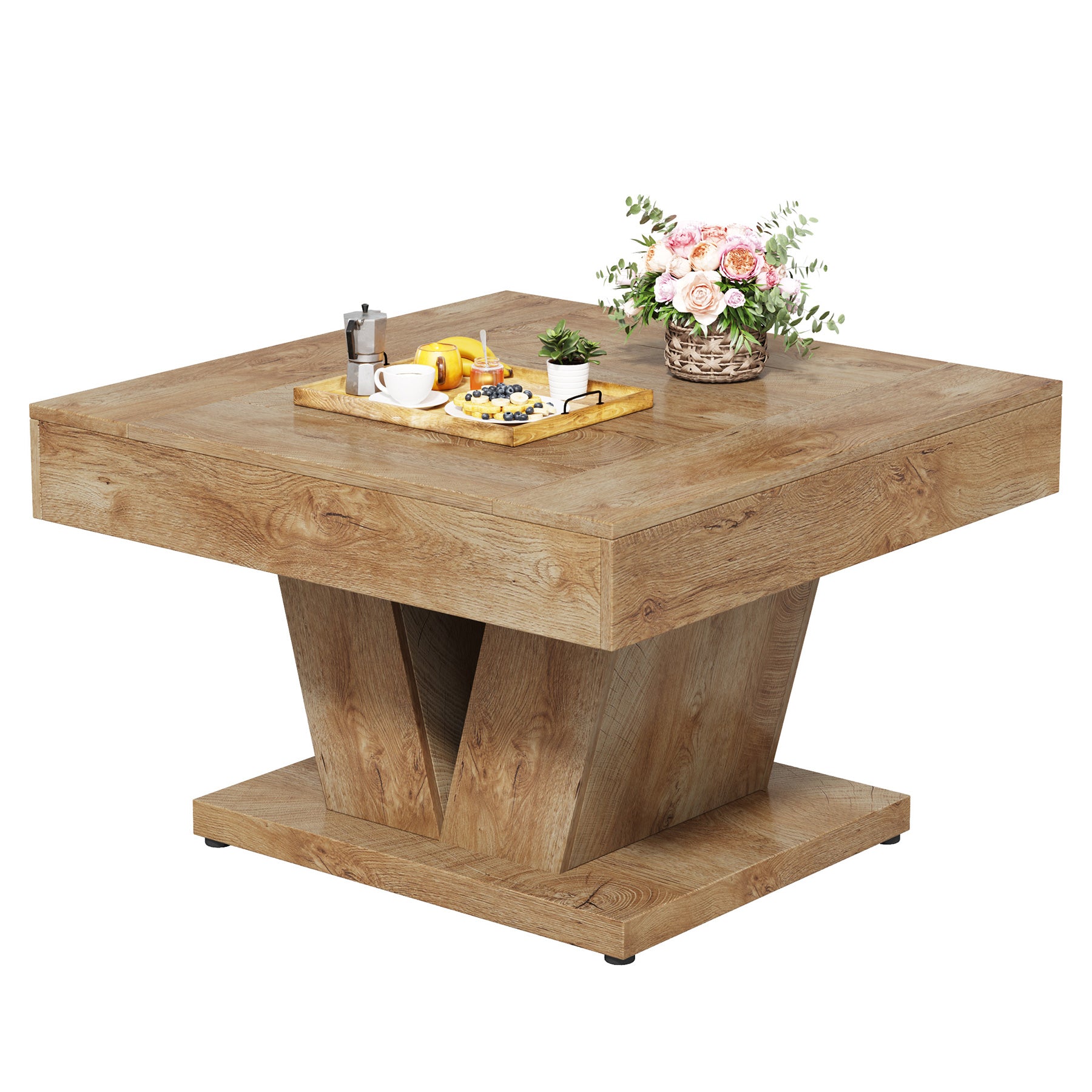 Wood Coffee Table, 31.5" Modern Center Table Cocktail Tea Table