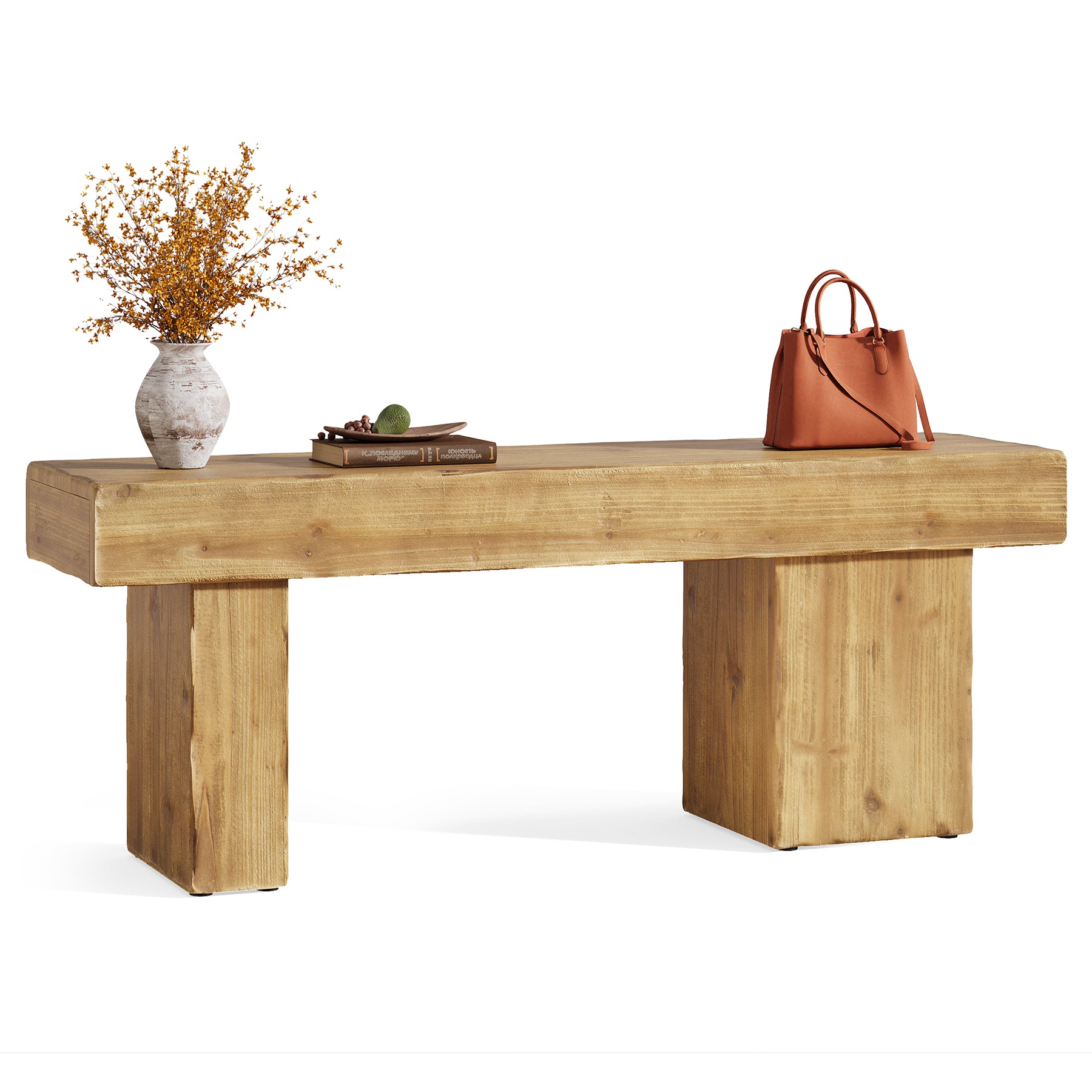 Tribesigns 47-Inch Solid Wood Entryway Bench, Thick Seat Bench for Hallway