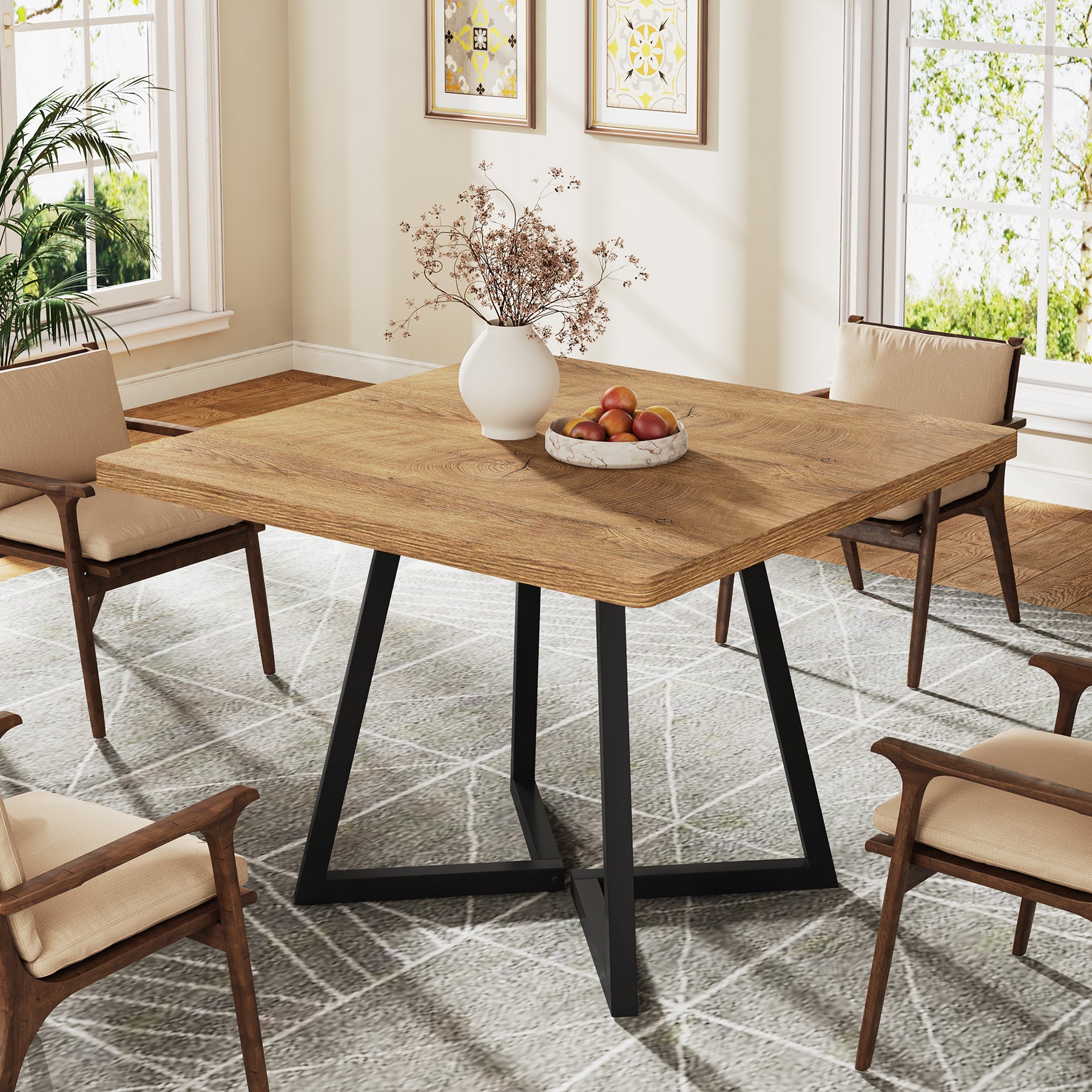 31.5" Square Dining Table, Wood Kitchen Table for 4