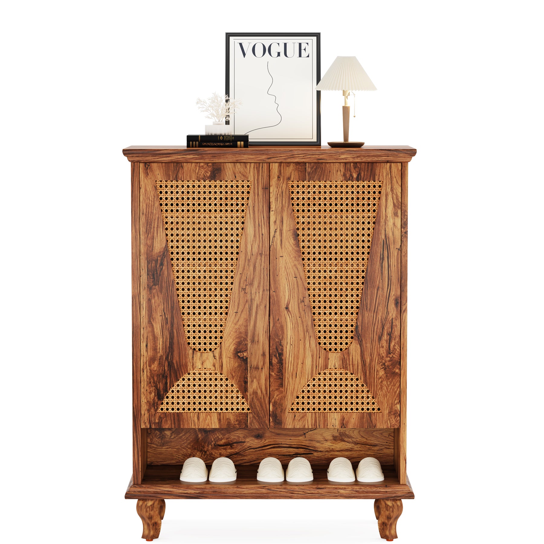 Tribesigns Rattan Shoe Cabinet, 5-Tier Hidden Shoe Storage for Entryway