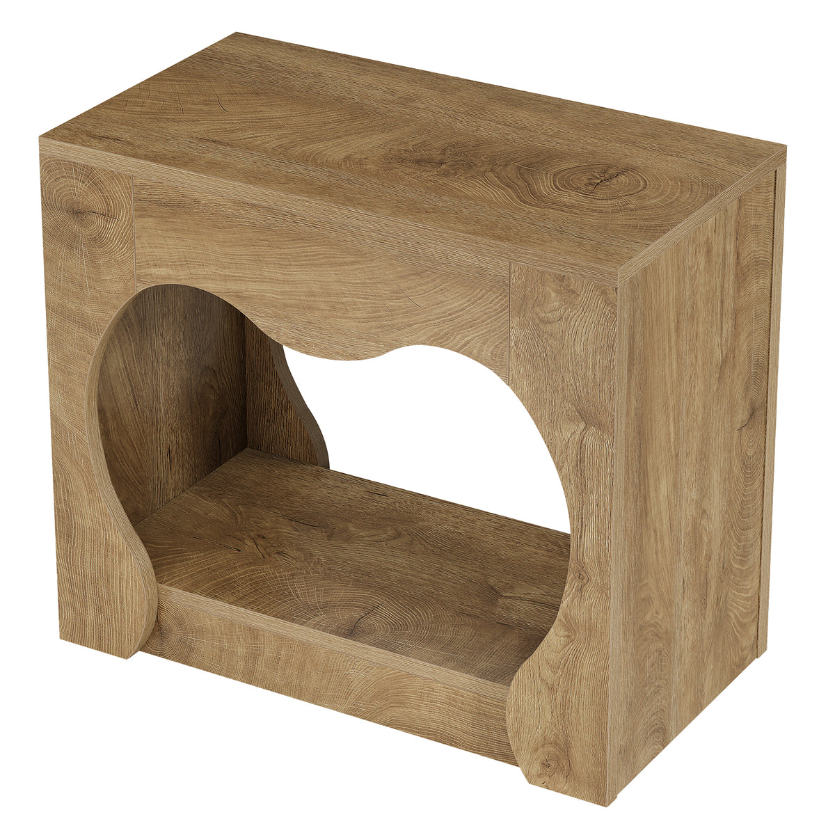 Tribesigns 27.56 Inch End Table with 2-Tier Storage Shelves and Curved Hollow Design, Farmhouse Side Table