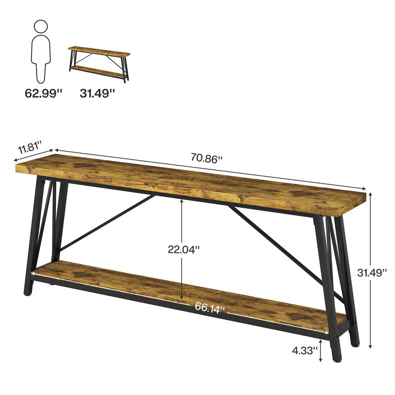 70.9" Extra-Long Console Table - Modern Sofa Table Behind Couch with Sturdy Metal Frame