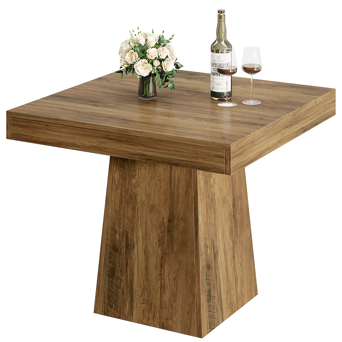 Tribesigns 31.5-Inch Square Dining Table for 4 with Pedestal Base, Farmhouse Kitchen Table