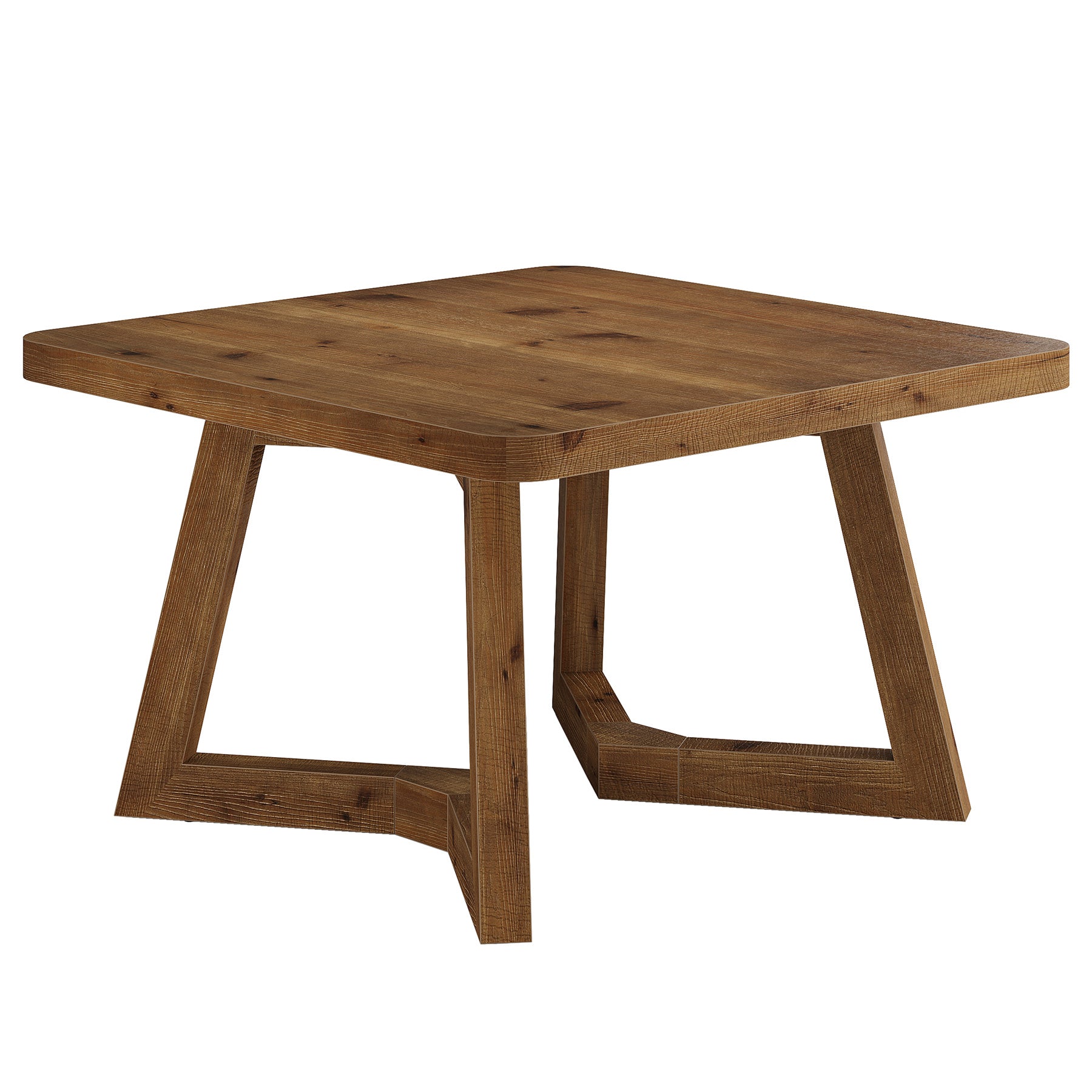 31.5 Inch Solid Wood Square Coffee Table, Farmhouse Center Table with Pedestal for Living Room
