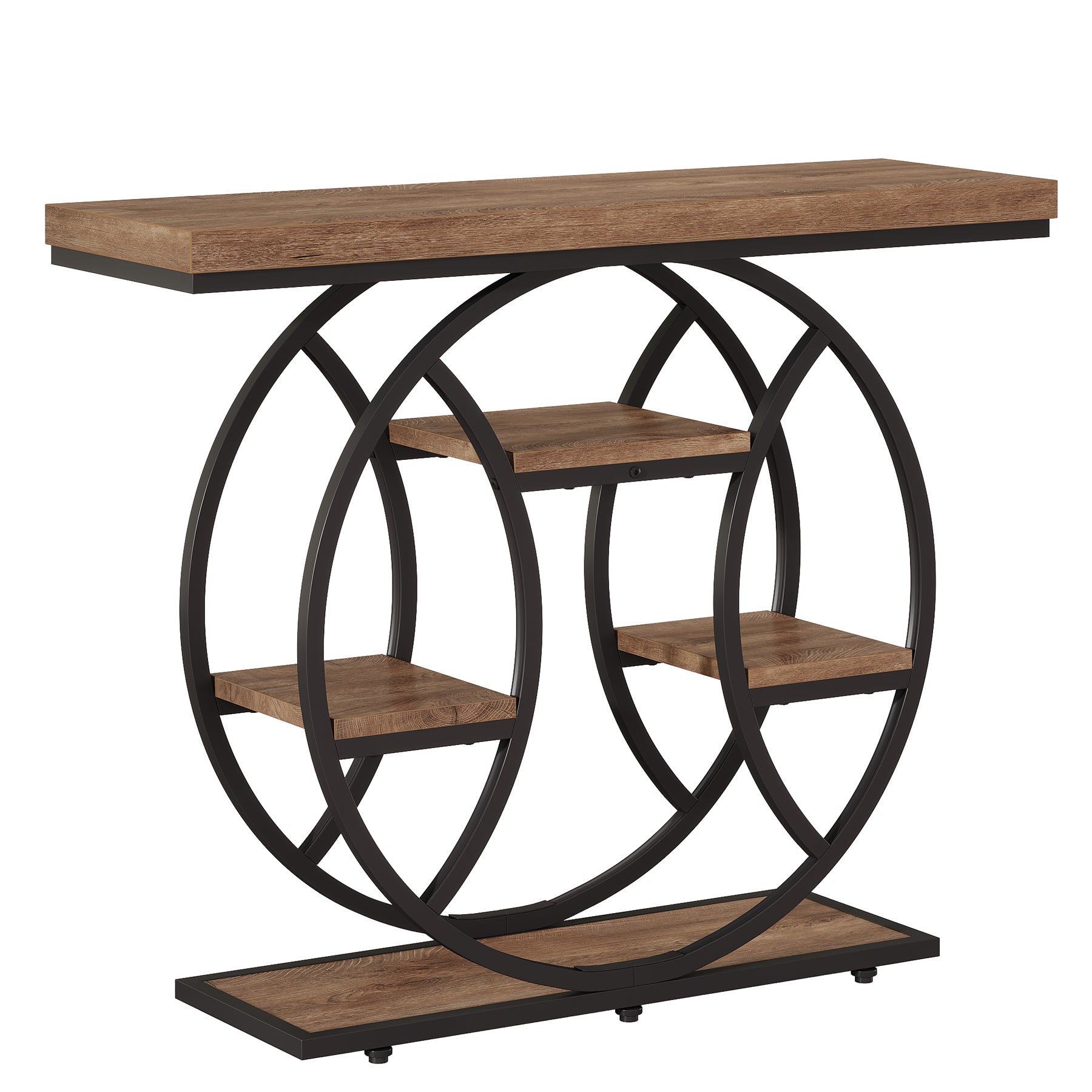 41.3" Industrial Console Table with 4-Tier Storage, Entryway Sofa Table for Hallway Living Room Entrance