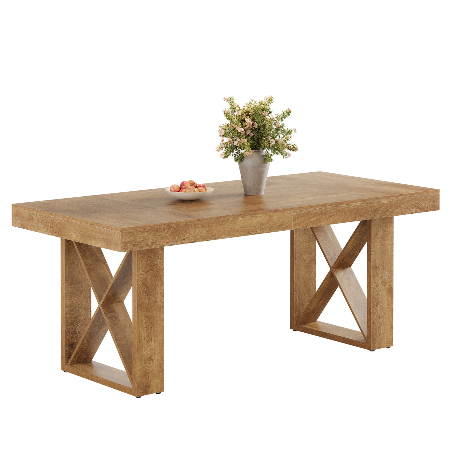 63 Inch Dining Table for 4 People, Farmhouse Kitchen Table with Thick Top for Dining Room Living Room