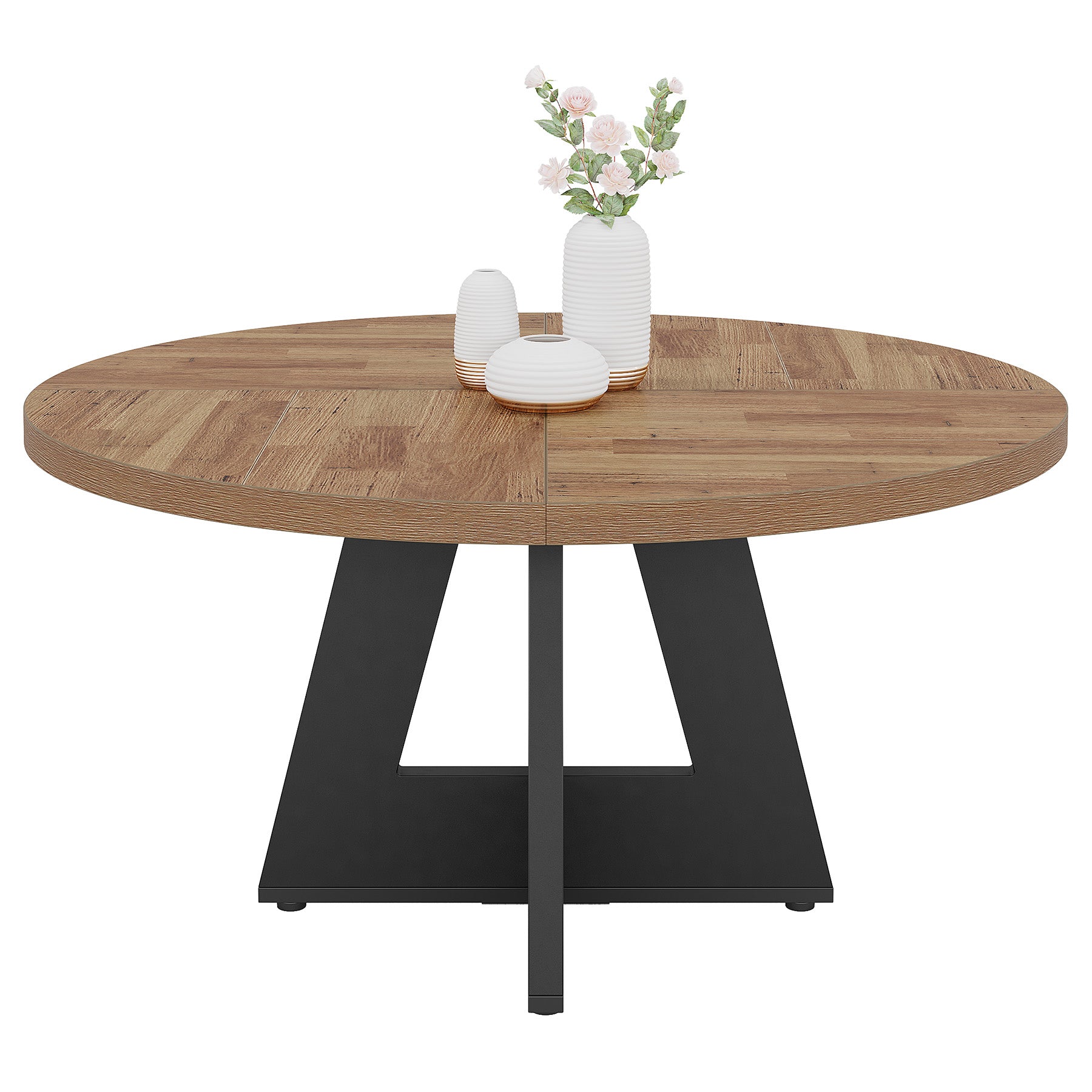 47-Inch Round Dining Table, Wood Kitchen Table for Dining Room and Living Room