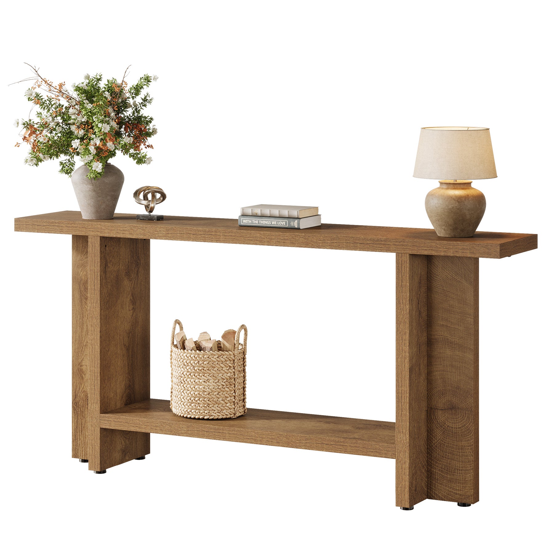Tribesigns 59" Console Table, Farmhouse Sofa & Hallway Table with Double Storage