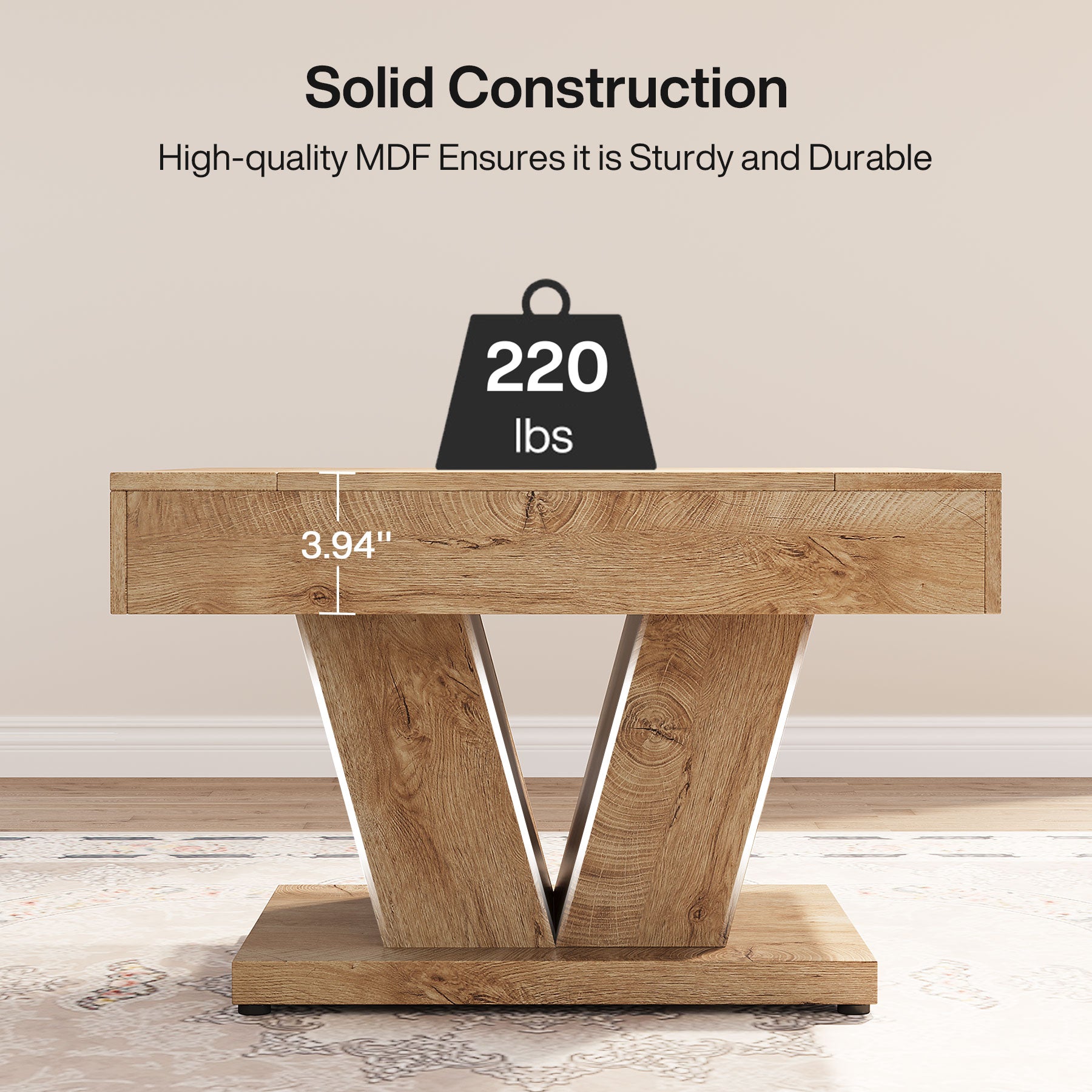 Wood Coffee Table, 31.5" Modern Center Table Cocktail Tea Table