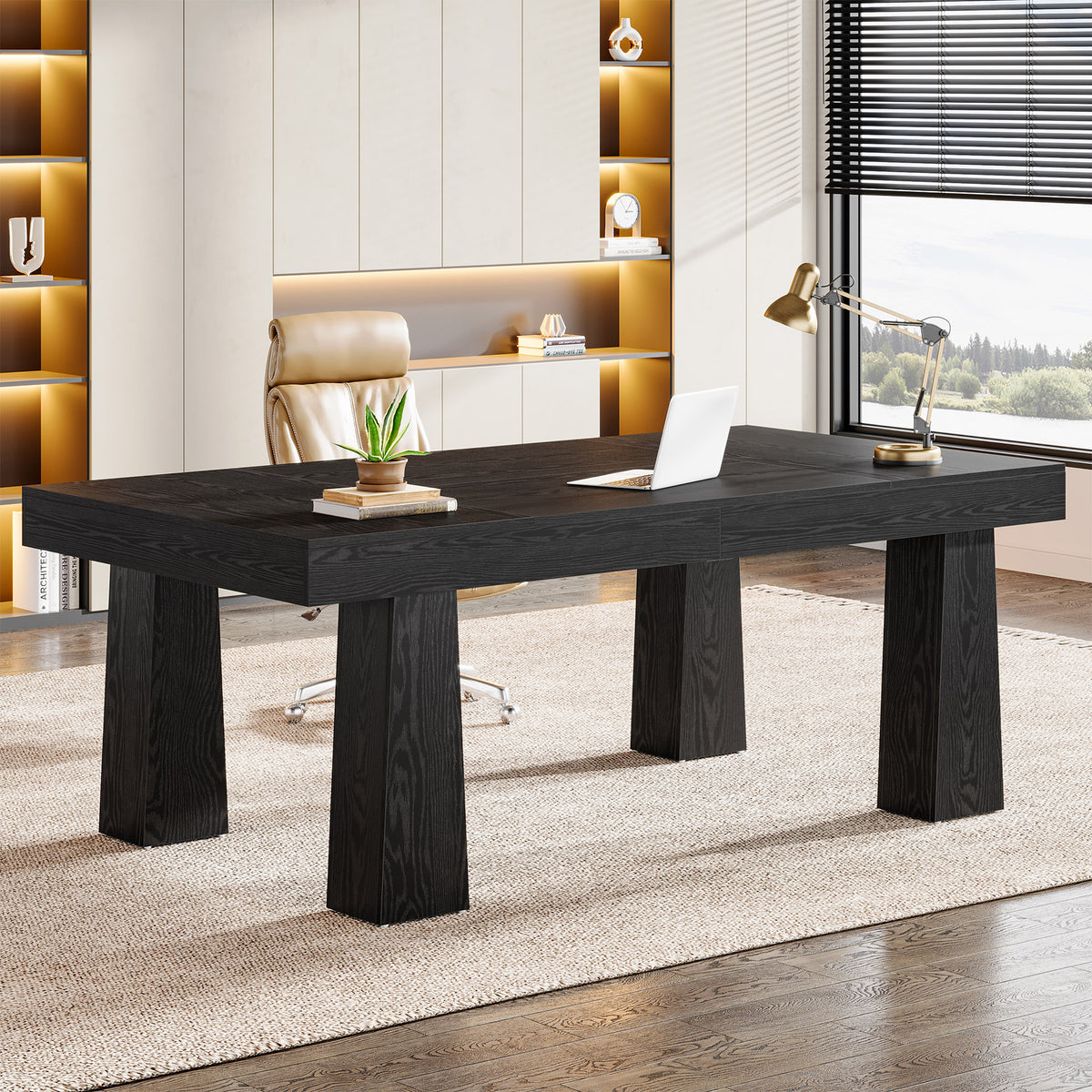 Tribesigns 63 Inch Executive Desk with Tapered Legs, Modern Computer Desk for Home Office
