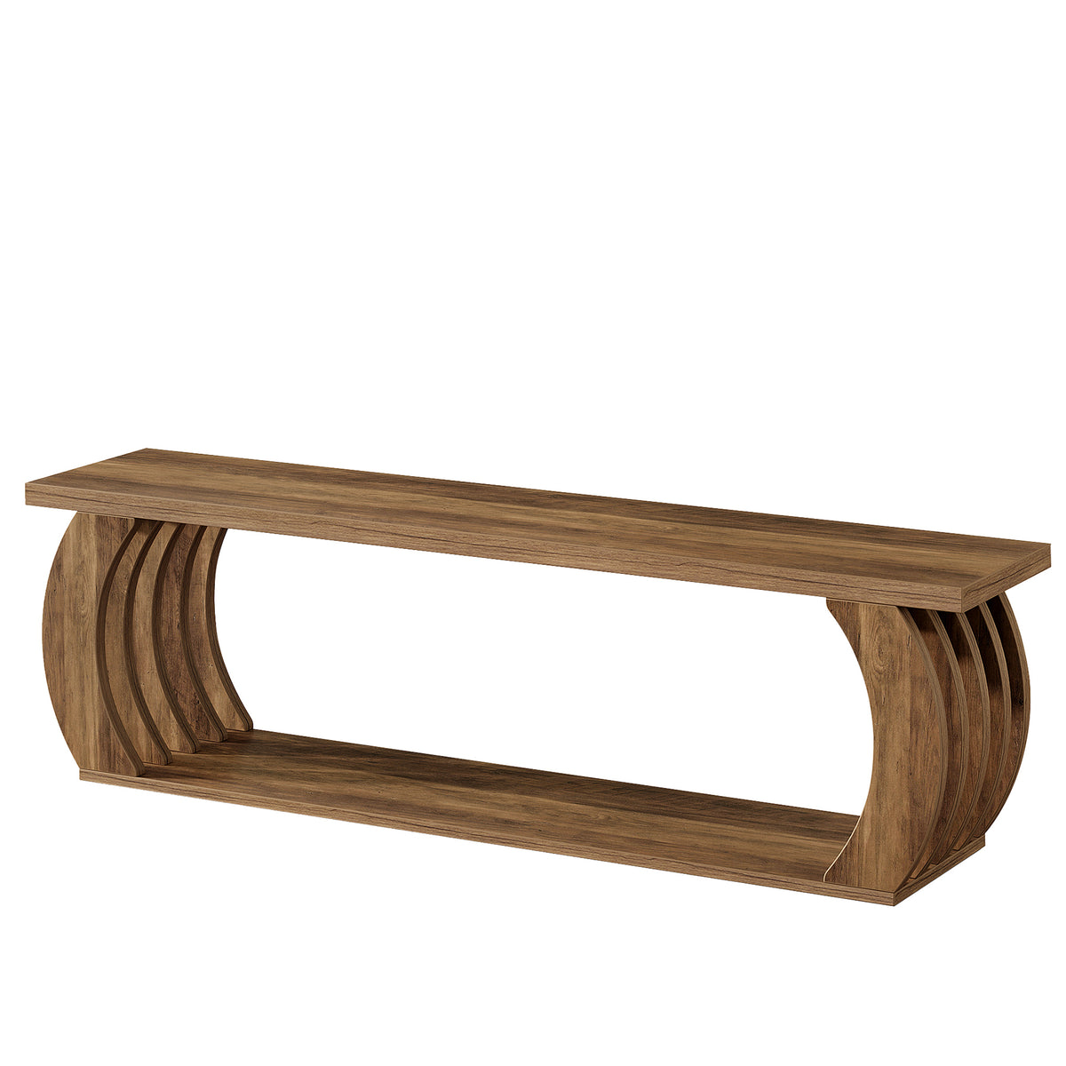Tribesigns 63-Inch End of Bed Bench with Storage, Farmhouse Bedroom Bench with 2-Tier Shelf