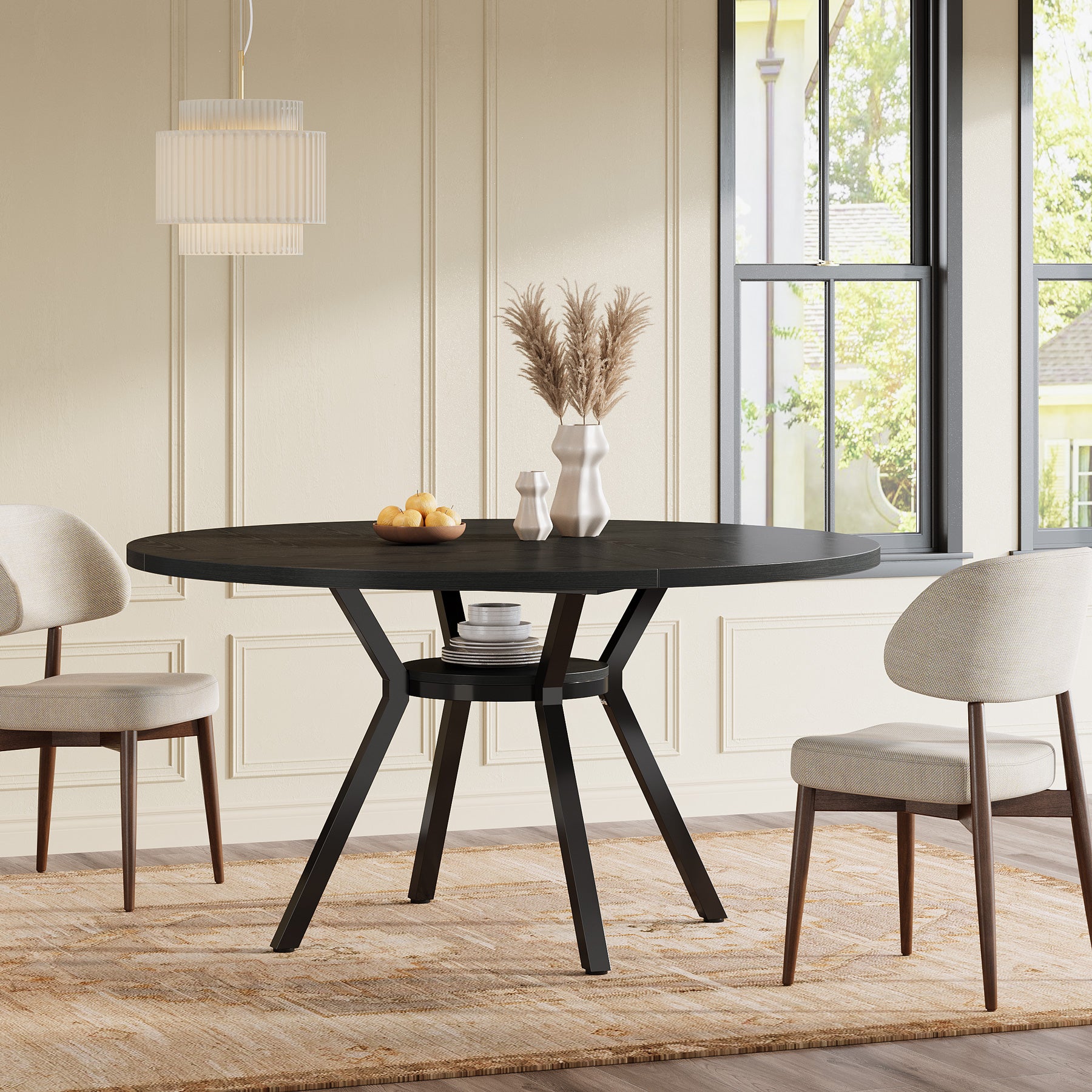 47"Dining Table, Modern Round Kitchen Table for 4
