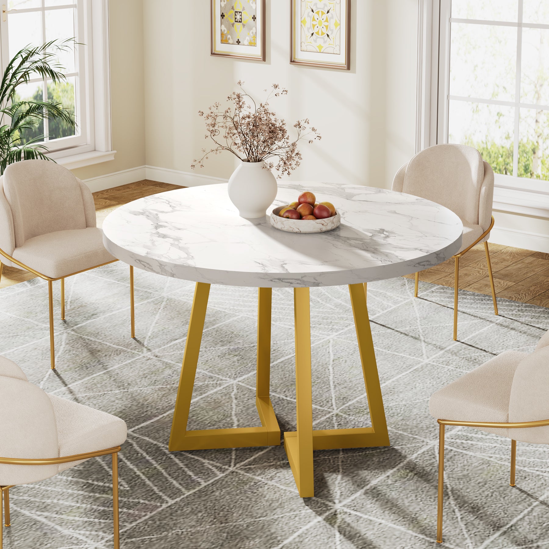 31.5" Industrial Round Dining Table Cafe-Style Table