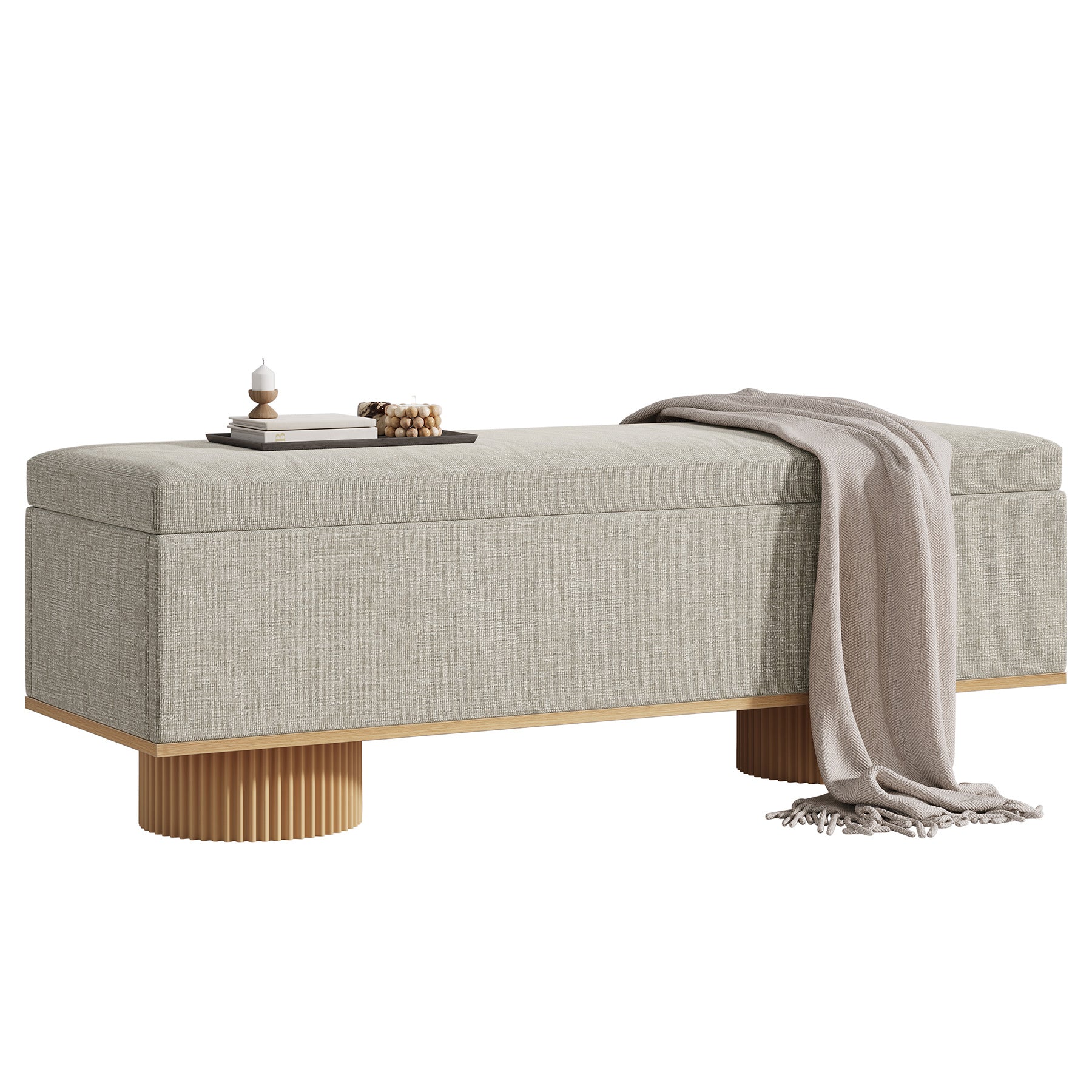 50 Inch Storage Ottoman Bench with Padded Seat, Upholstered Bed End Bench with Lift Top for Bedroom