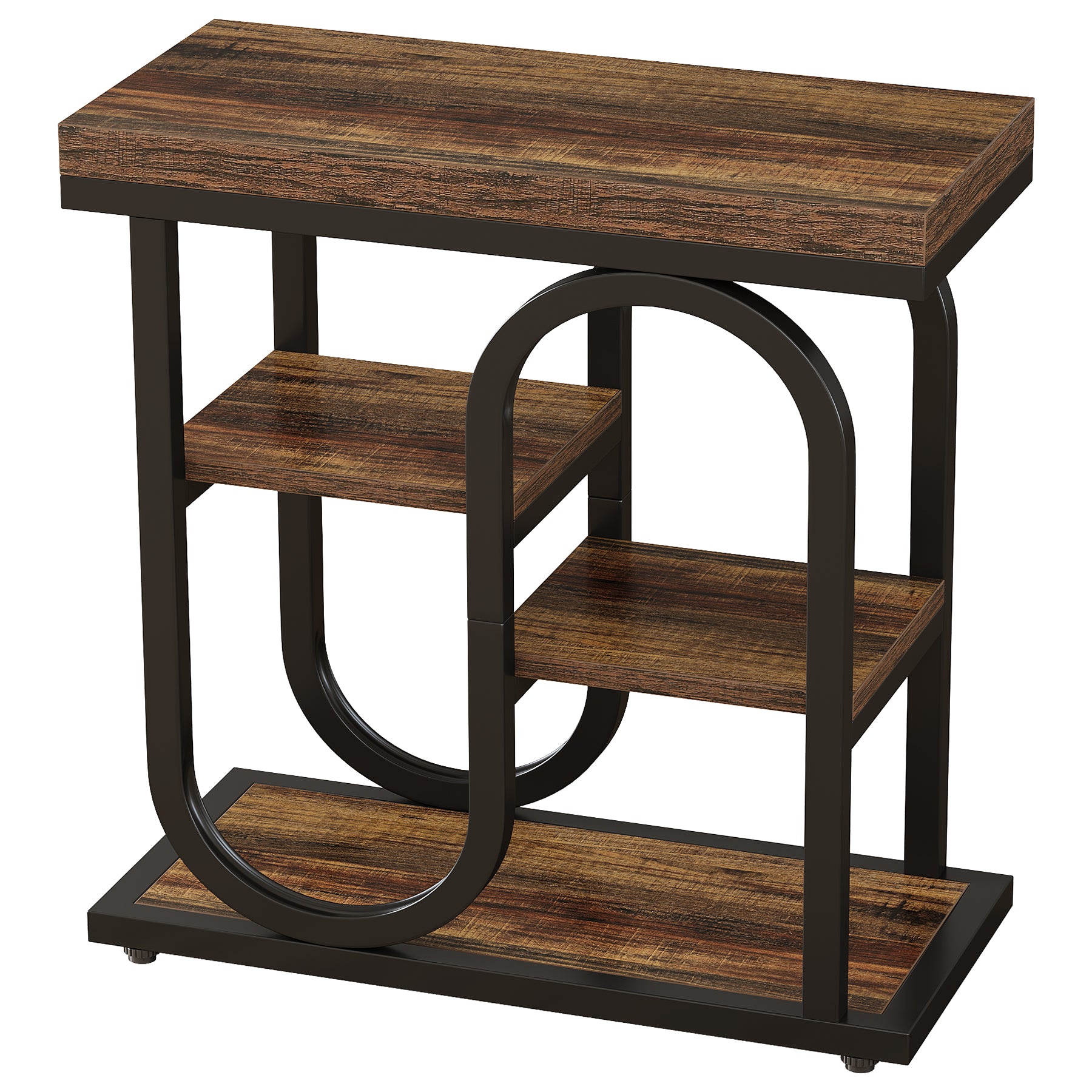 Tribesigns 23.62-Inch Narrow End Table with 4-Tier Storage, S-Shaped Side Table for Living Room