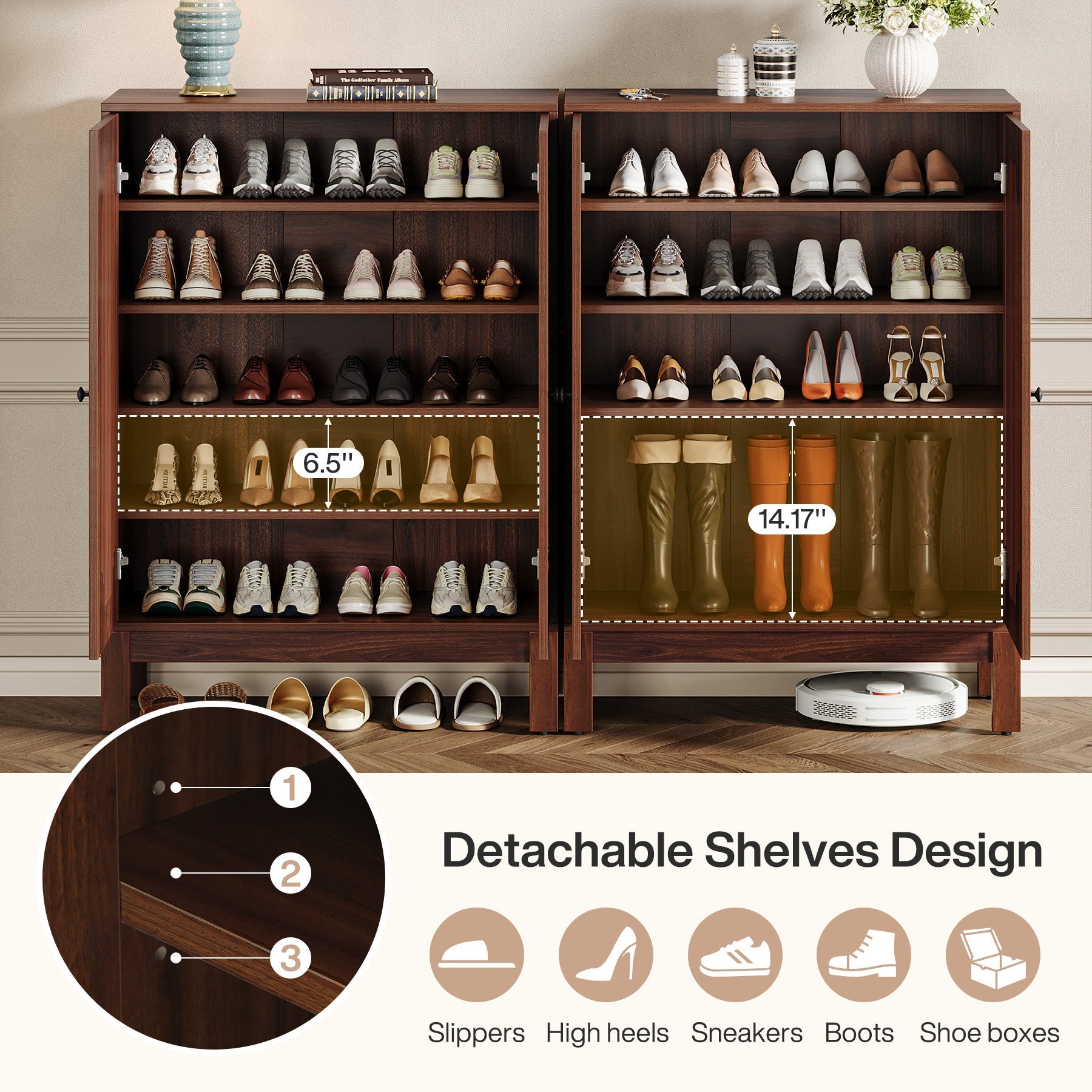 20 Pairs Shoe Cabinet, 6 - Tier Shoe Storage Organizer with Adjustable Shelves Tribesigns