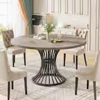 Tribesigns 47.2-Inch Round Dining Table for 4-6, Farmhouse Kitchen Table with Hourglass Metal Base