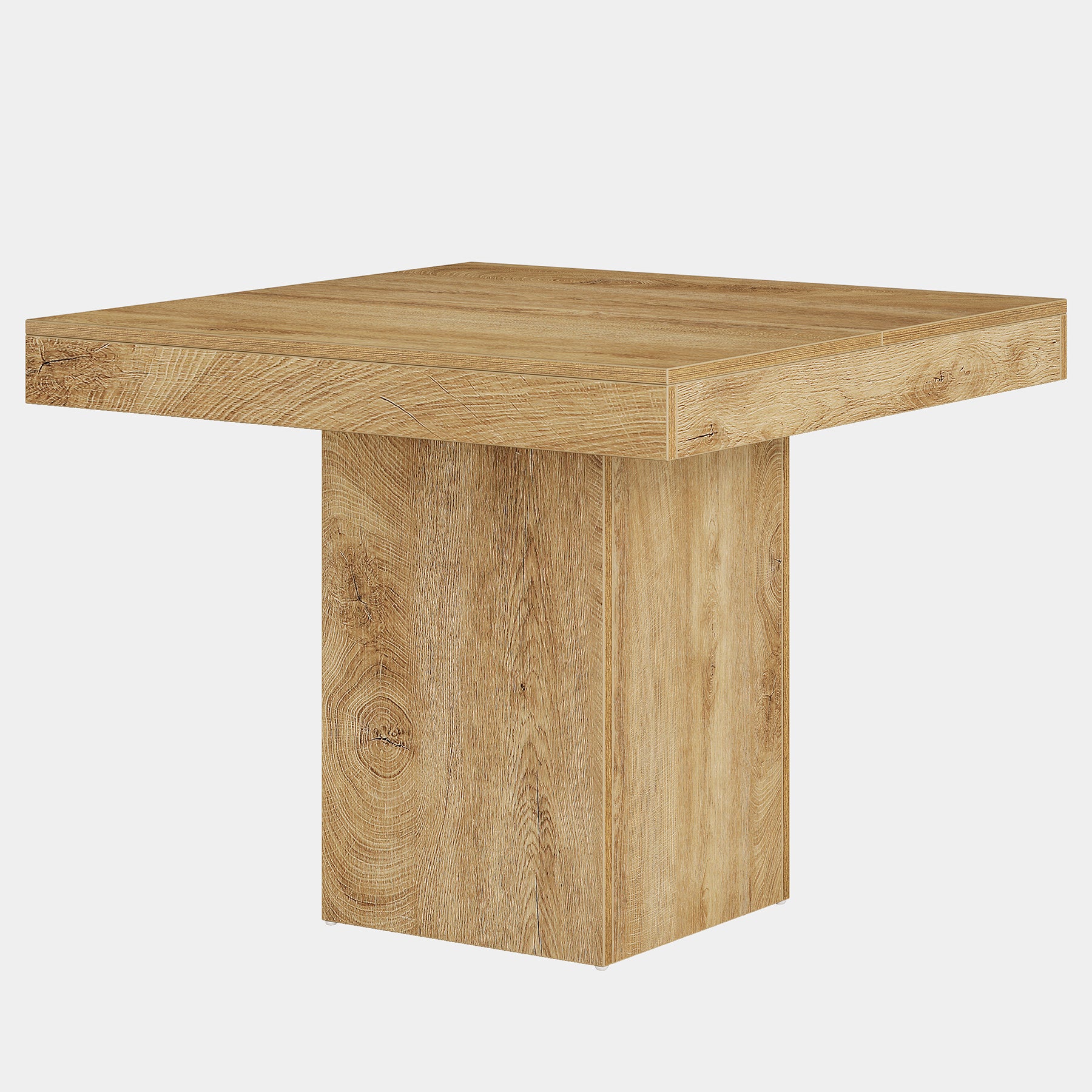 39" Square Farmhouse Dining Table, Solid Wood Kitchen Table with Pedestal Base for 4