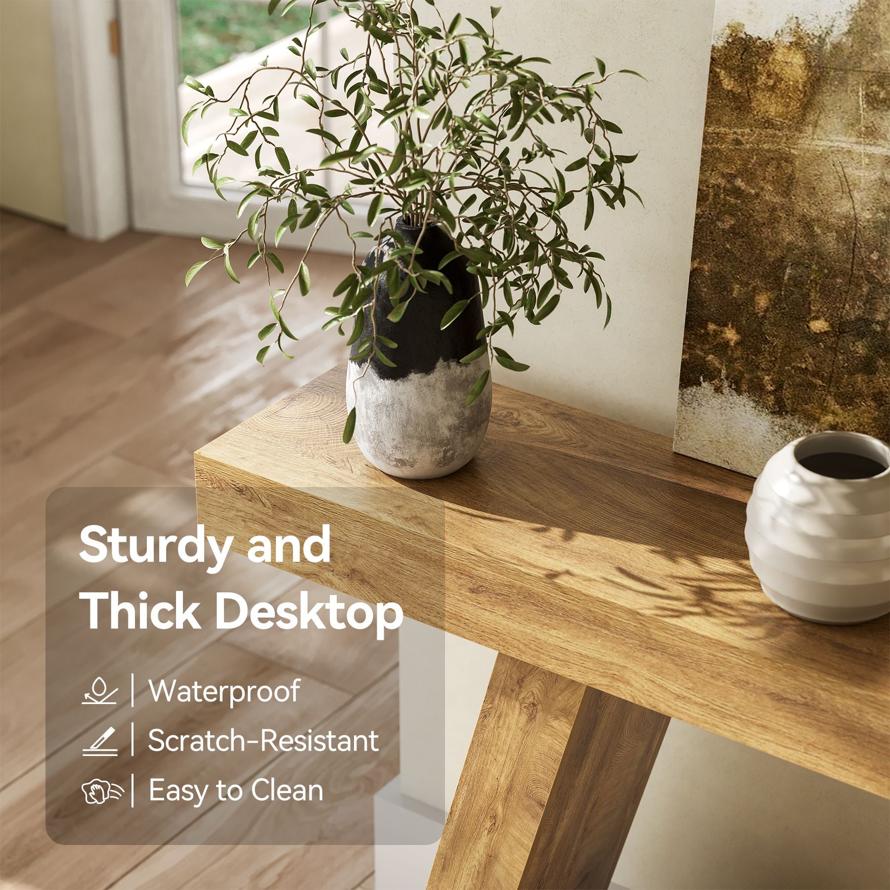 Farmhouse Console Table, 55" Sofa Table with Storage