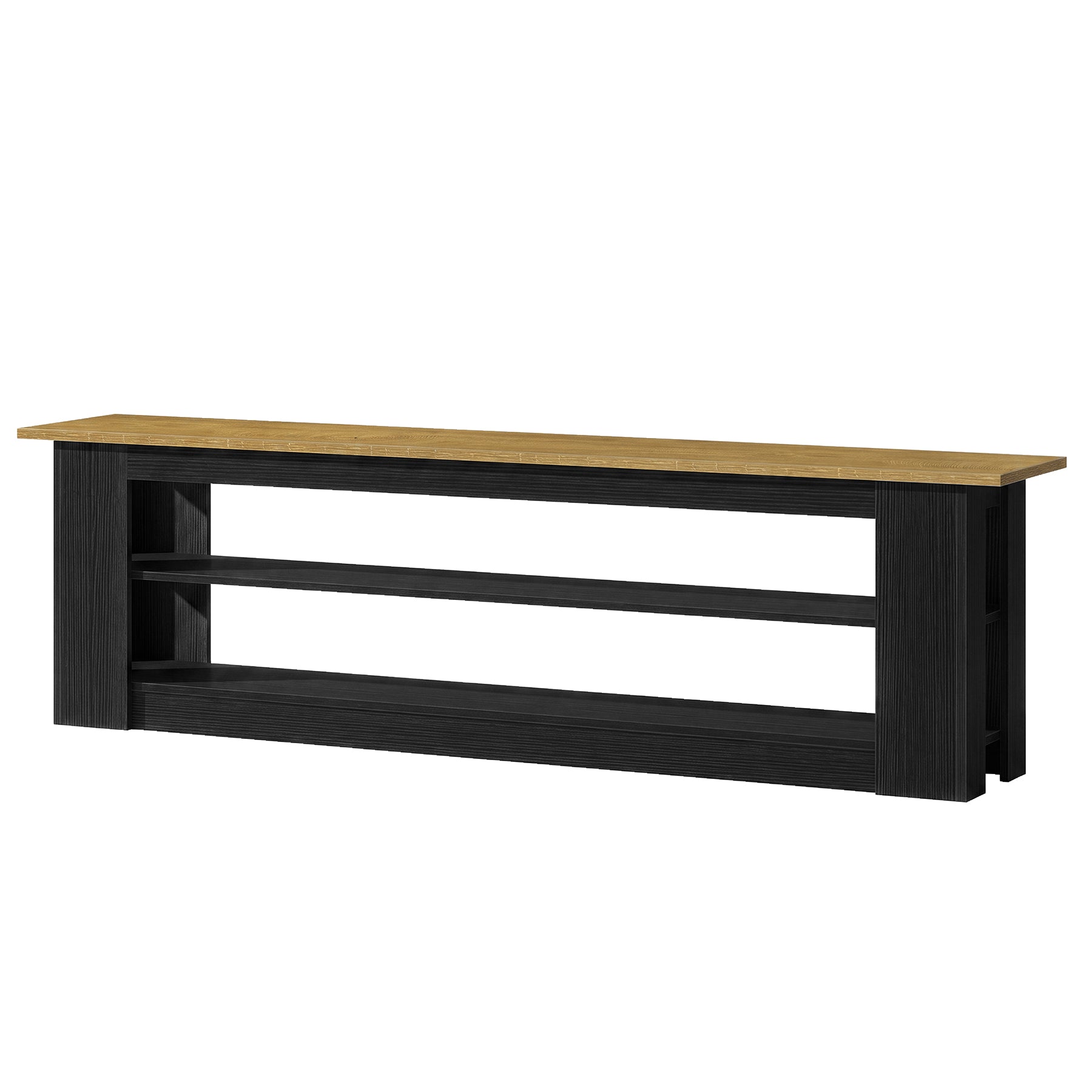 71-Inch Extra Long Shoe Storage Bench with 3-Tier Shelving, Farmhouse Entryway Seating