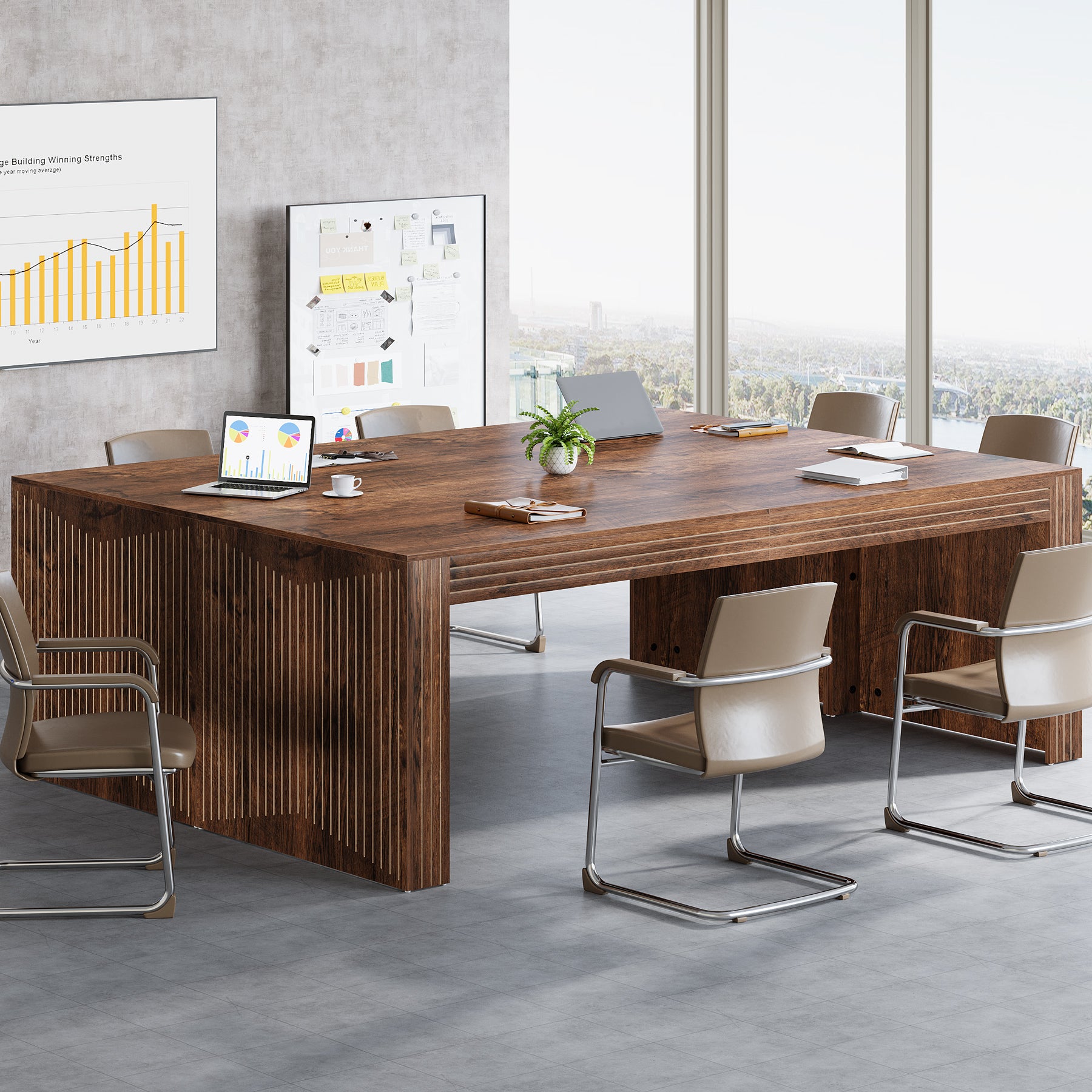 78" Large Conference Table, Modern Boardroom Desk for Office Meeting
