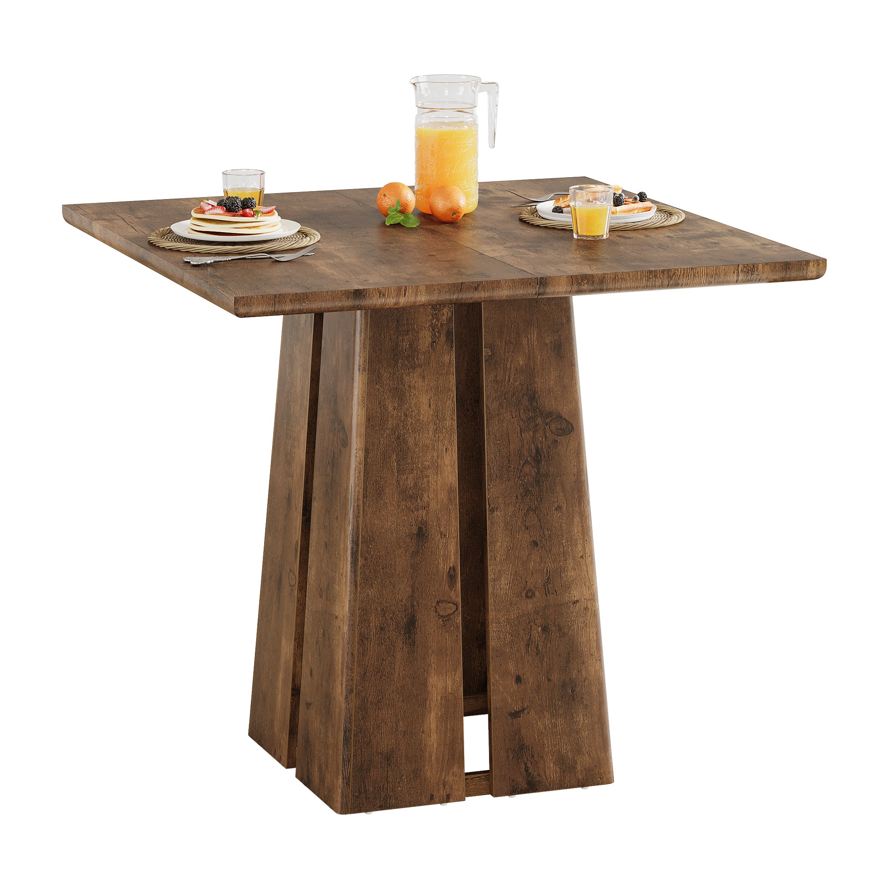 Rustic Square Dining Table, 31.5" Farmhouse Kitchen Table with Heavy-Duty Pedestal Base