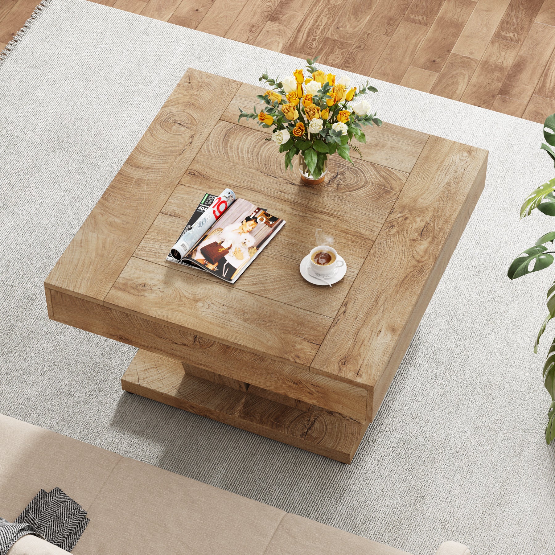 Wood Coffee Table, 31.5" Modern Center Table Cocktail Tea Table